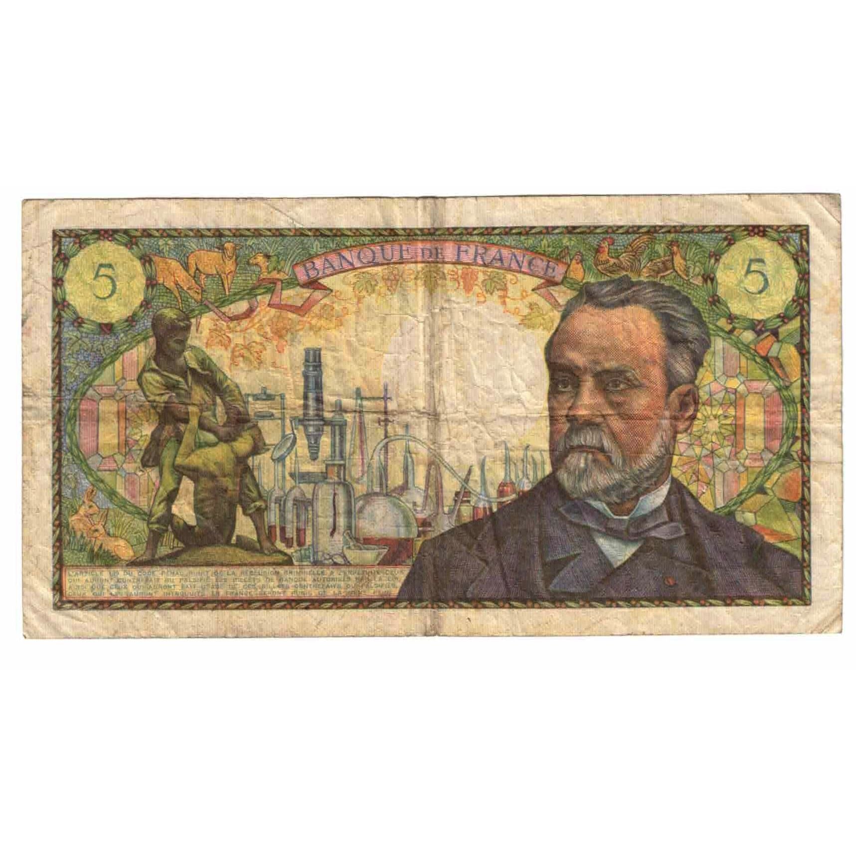 France, 5 Francs, Pasteur, 1969, H.86, VF(20-25), Fayette:61.9, KM:146b