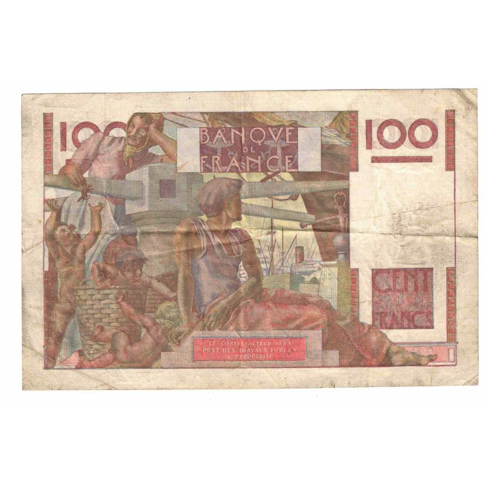 France, 100 Francs, Jeune Paysan, 1952, T.425, EF(40-45), Fayette:28.31, KM:128a