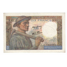 France, 10 Francs, Mineur, 1943, B.45, AU(55-58), Fayette:8.8, KM:99e