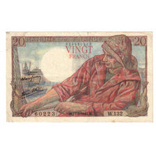 France, 20 Francs, Pêcheur, 1944, W.132, AU(55-58), Fayette:13.9, KM:100a