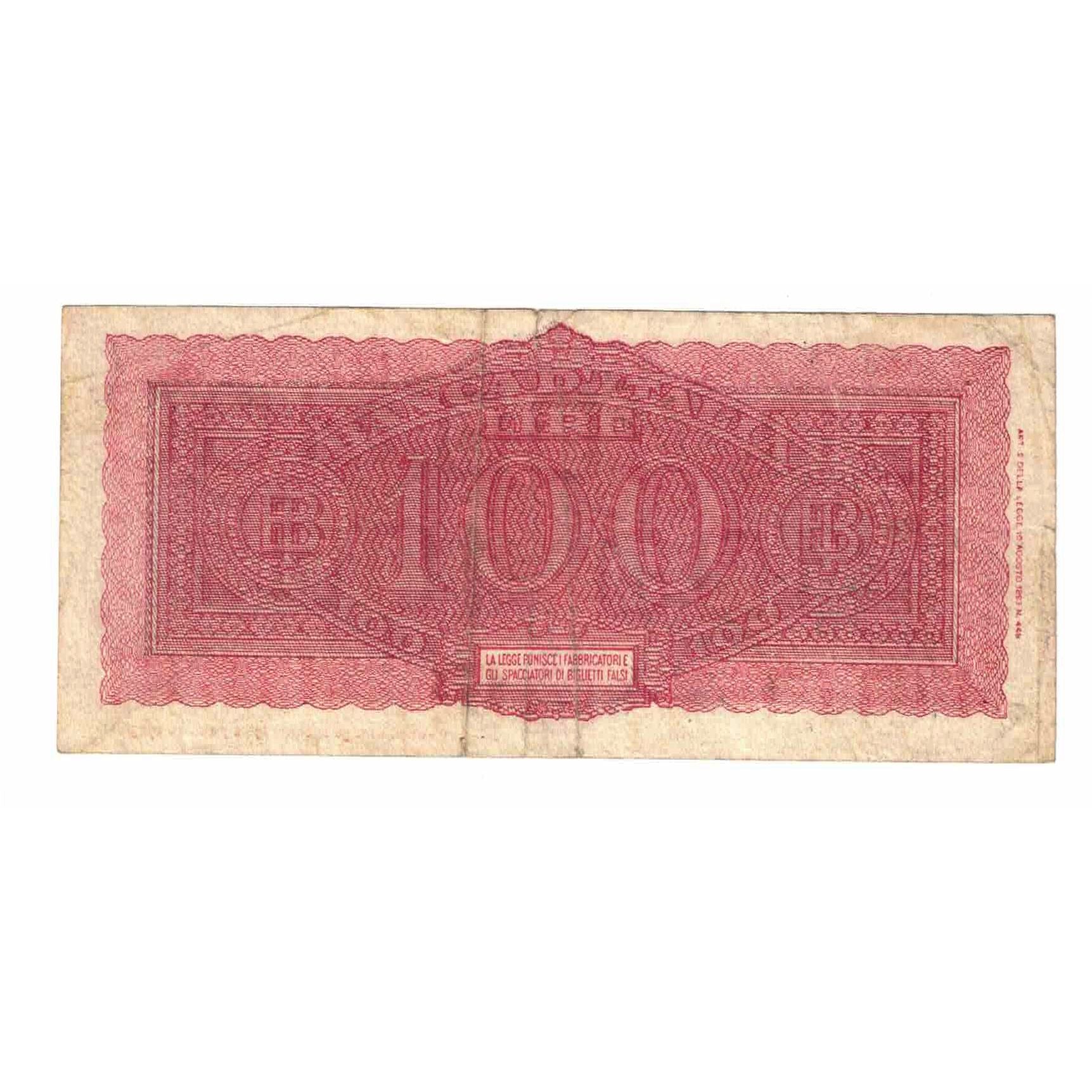 Banknote, Italy, 100 Lire, Undated (1944), 1944-12-10, KM:75a, VG(8-10)