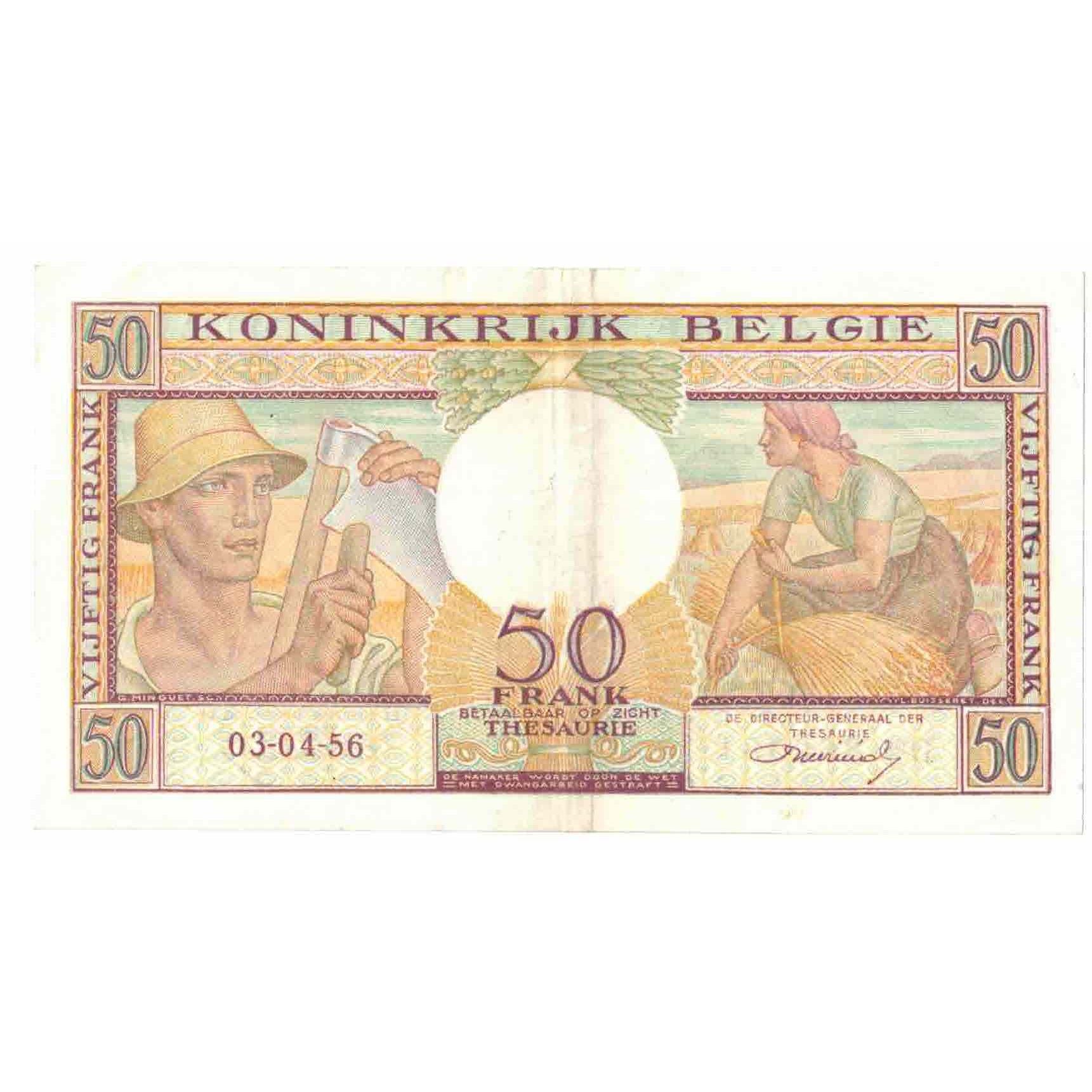 Banknote, Belgium, 50 Francs, 1956-04-03, KM:133b, AU(55-58)