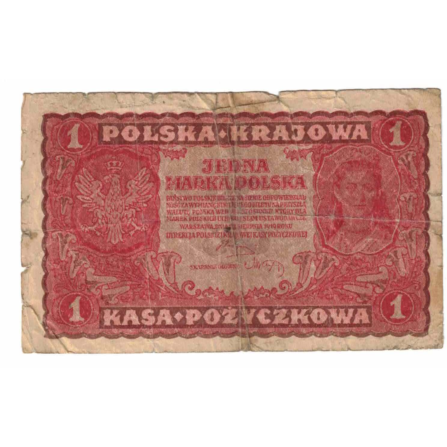 Banknote, Poland, 1 Marka, 1919, 1919-08-23, KM:23, AG(1-3)