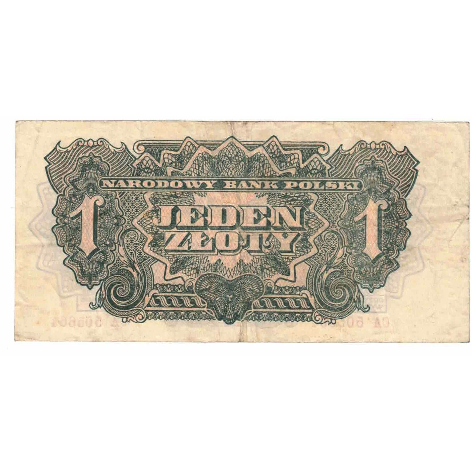 Banknote, Poland, 1 Zloty, 1944, KM:105a, AU(55-58)