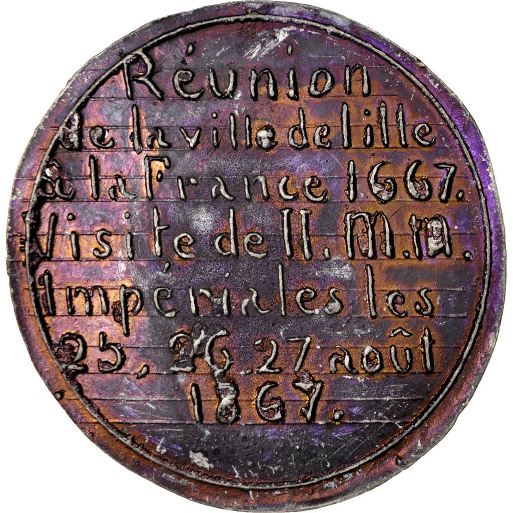 Francia, Medal, Second French Empire, Politics, Society, War, 1867, BB+, Stag...