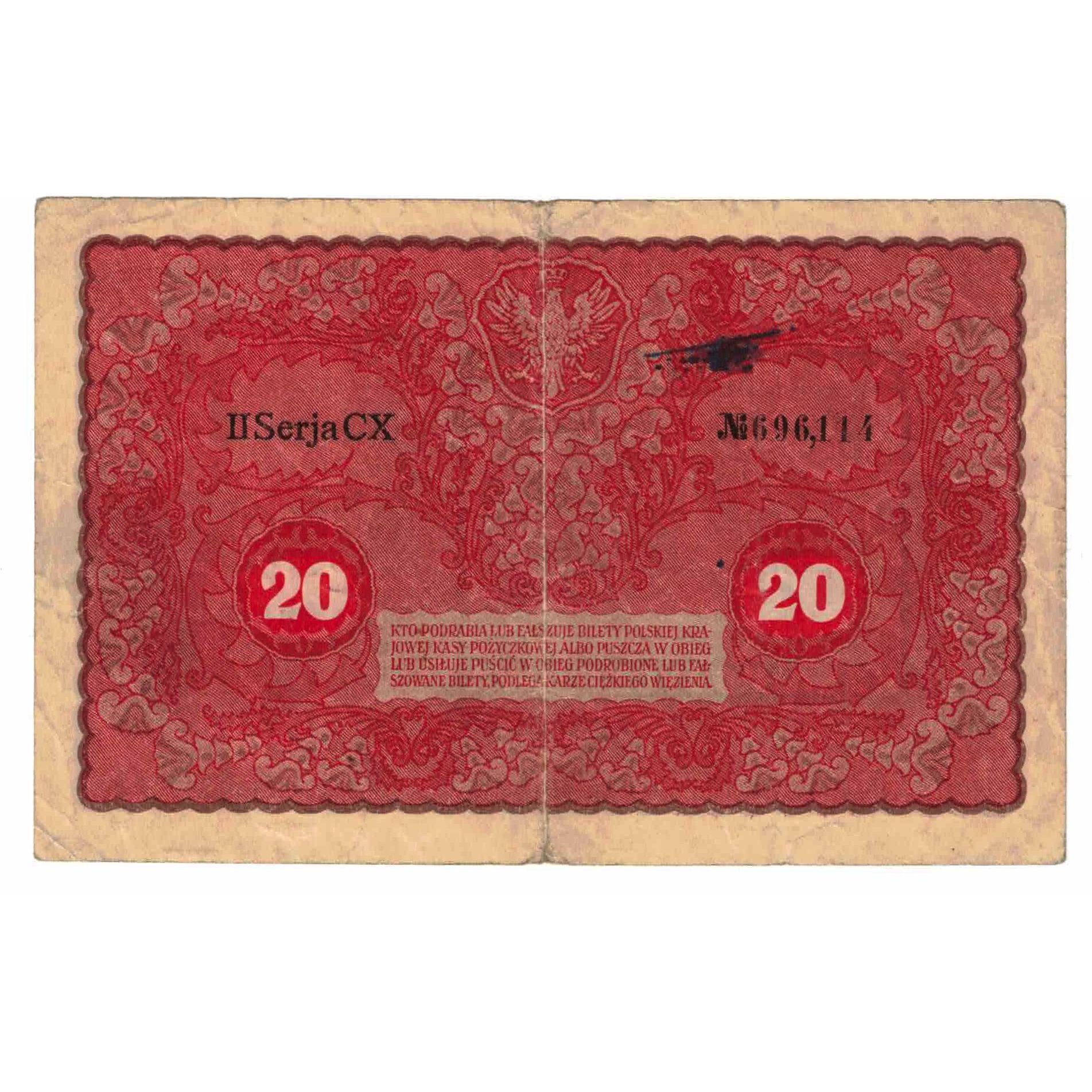 Banknote, Poland, 20 Marek, 1919, 1919-08-23, KM:26, EF(40-45)