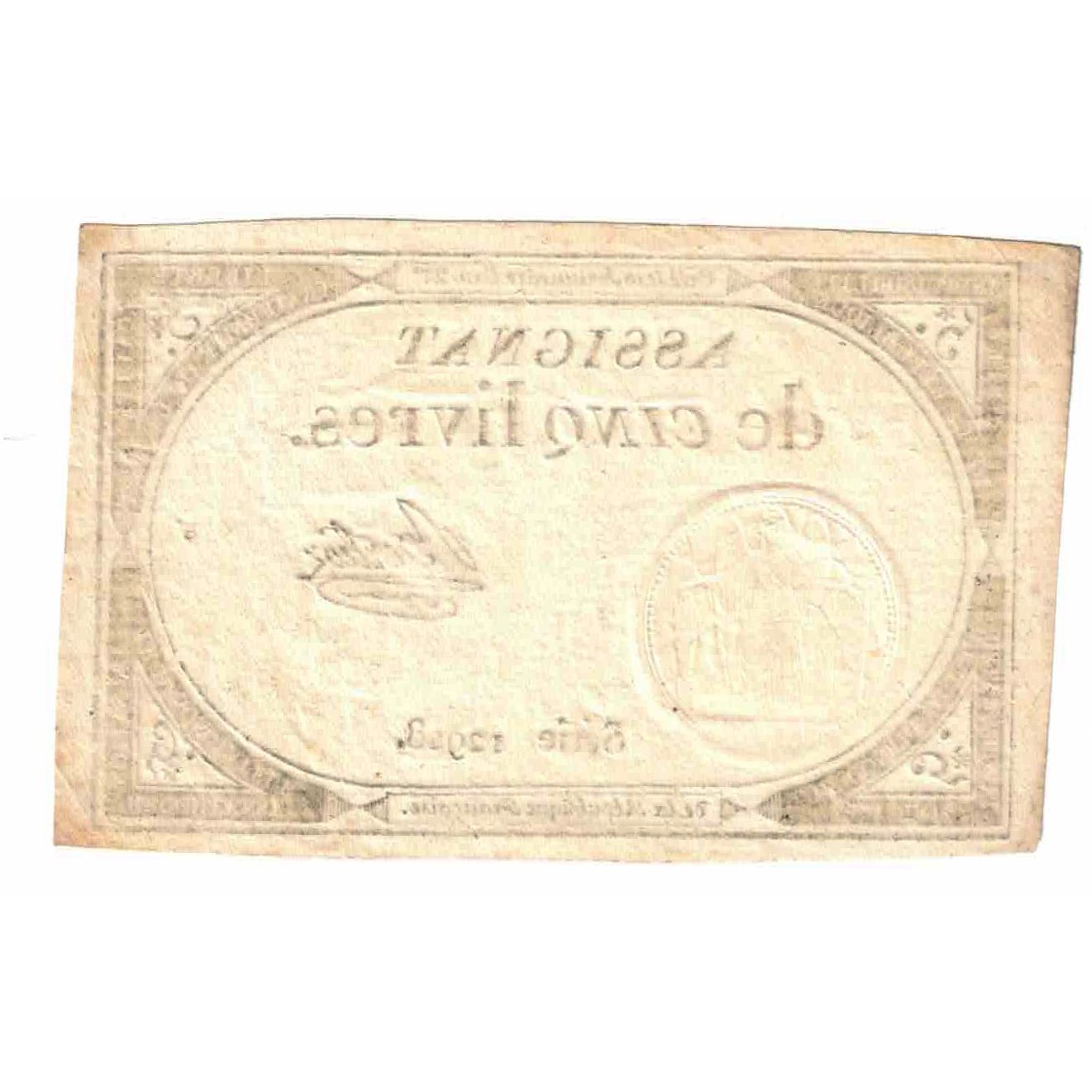 Francia, 5 Livres, serie 12928, SPL-, Fayette:ass46a, KM:A57