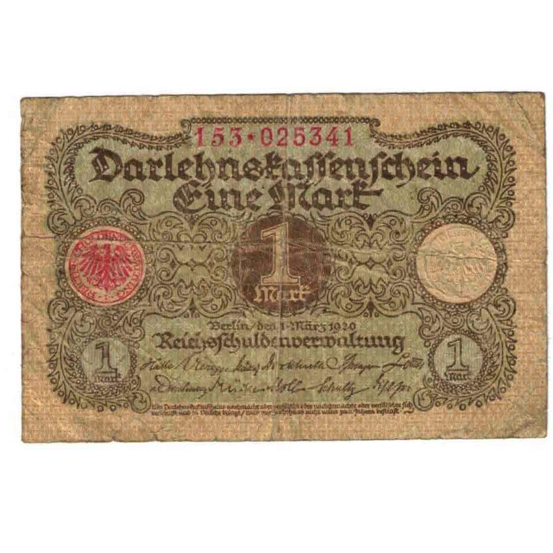 Banknote, Germany, 1 Mark, KM:58, VF(20-25)