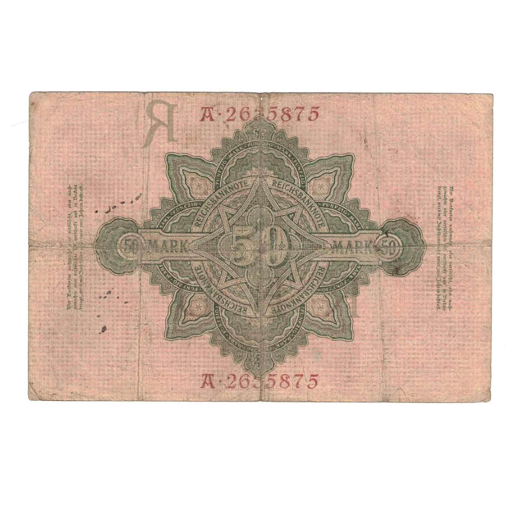 Geldschein, Deutschland, 50 Mark, 1908, 1908-02-07, KM:32, SS