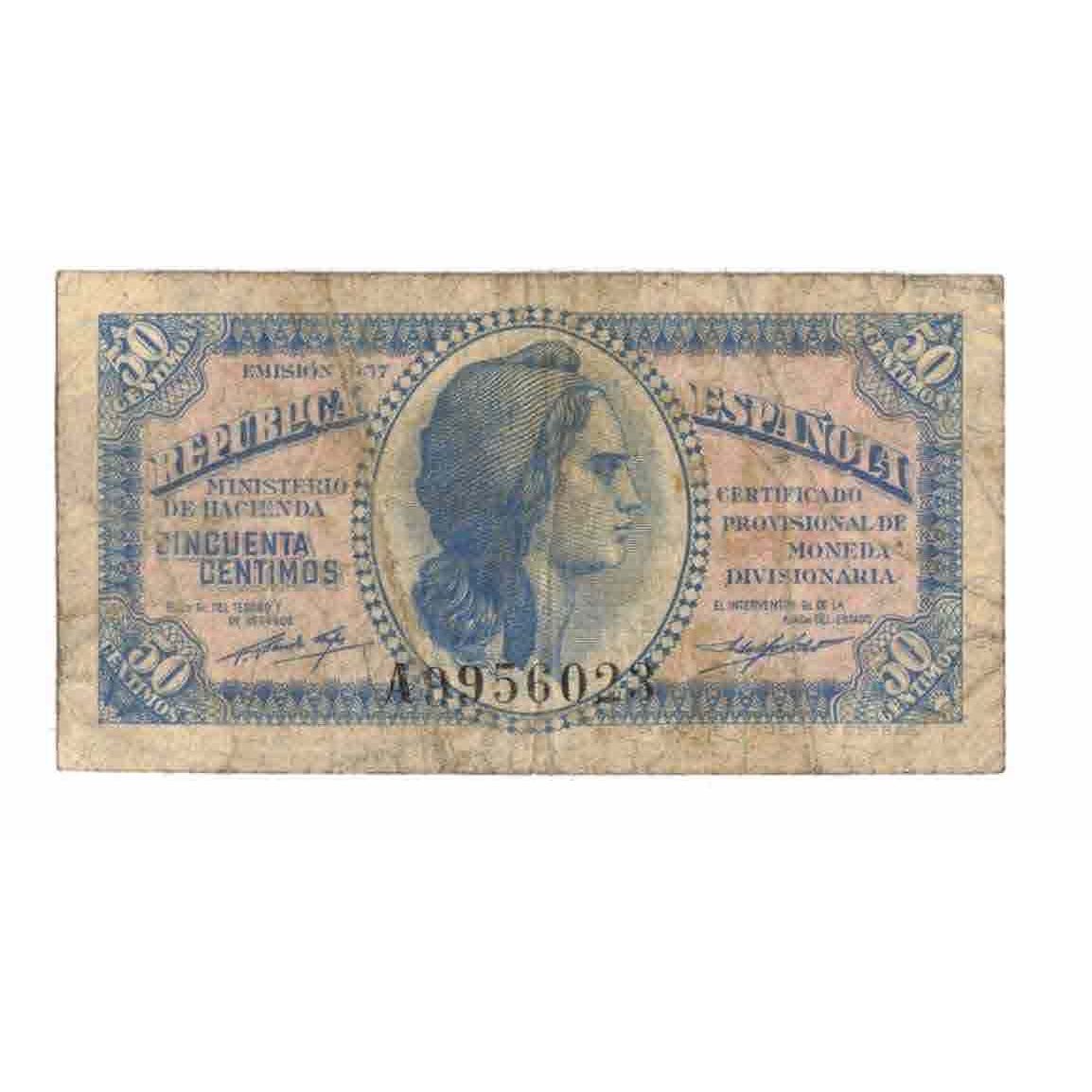 Billet, Espagne, 50 Centimos, 1937, KM:93, TB