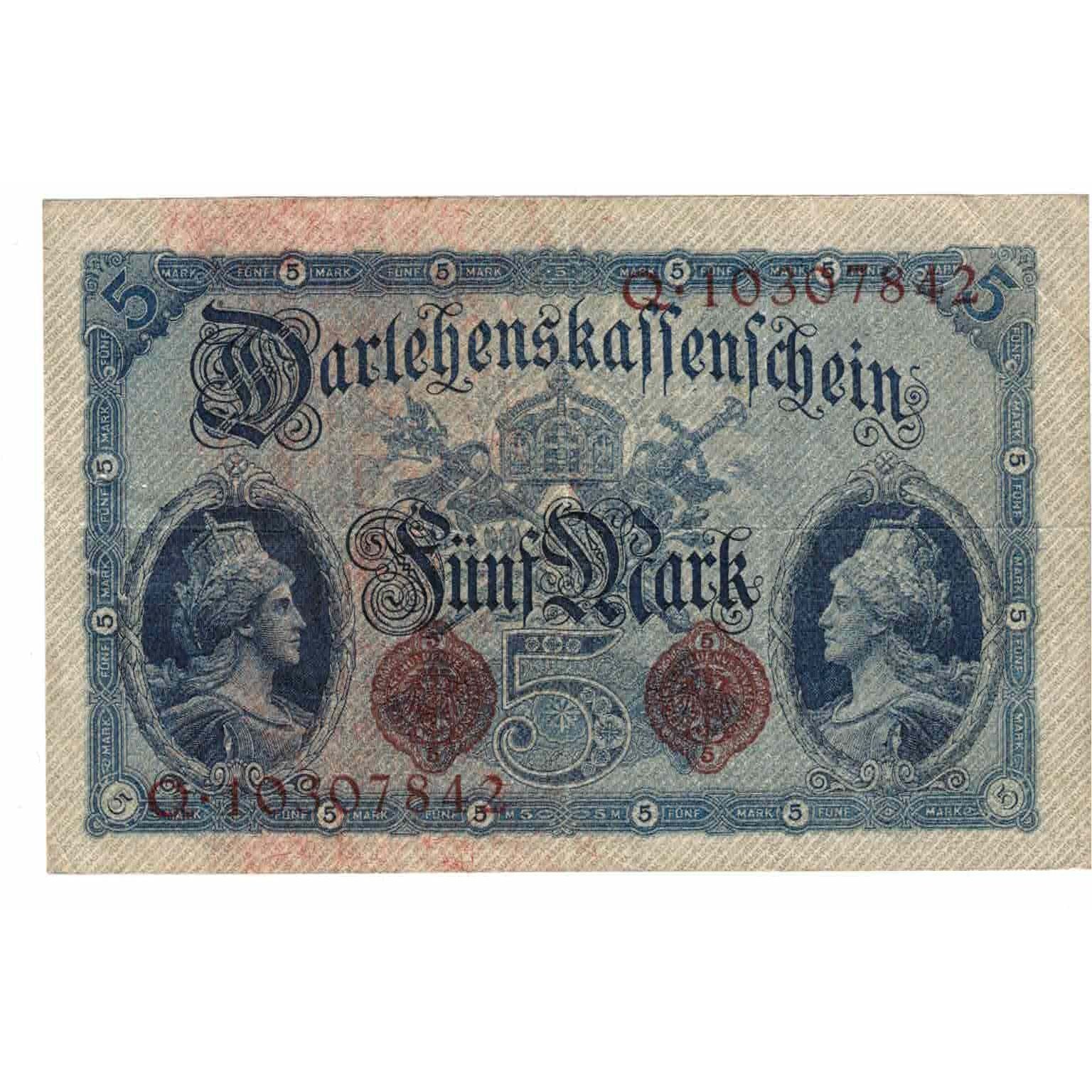 Banknote, Germany, 5 Mark, 1914, 1914-08-05, KM:47c, EF(40-45)