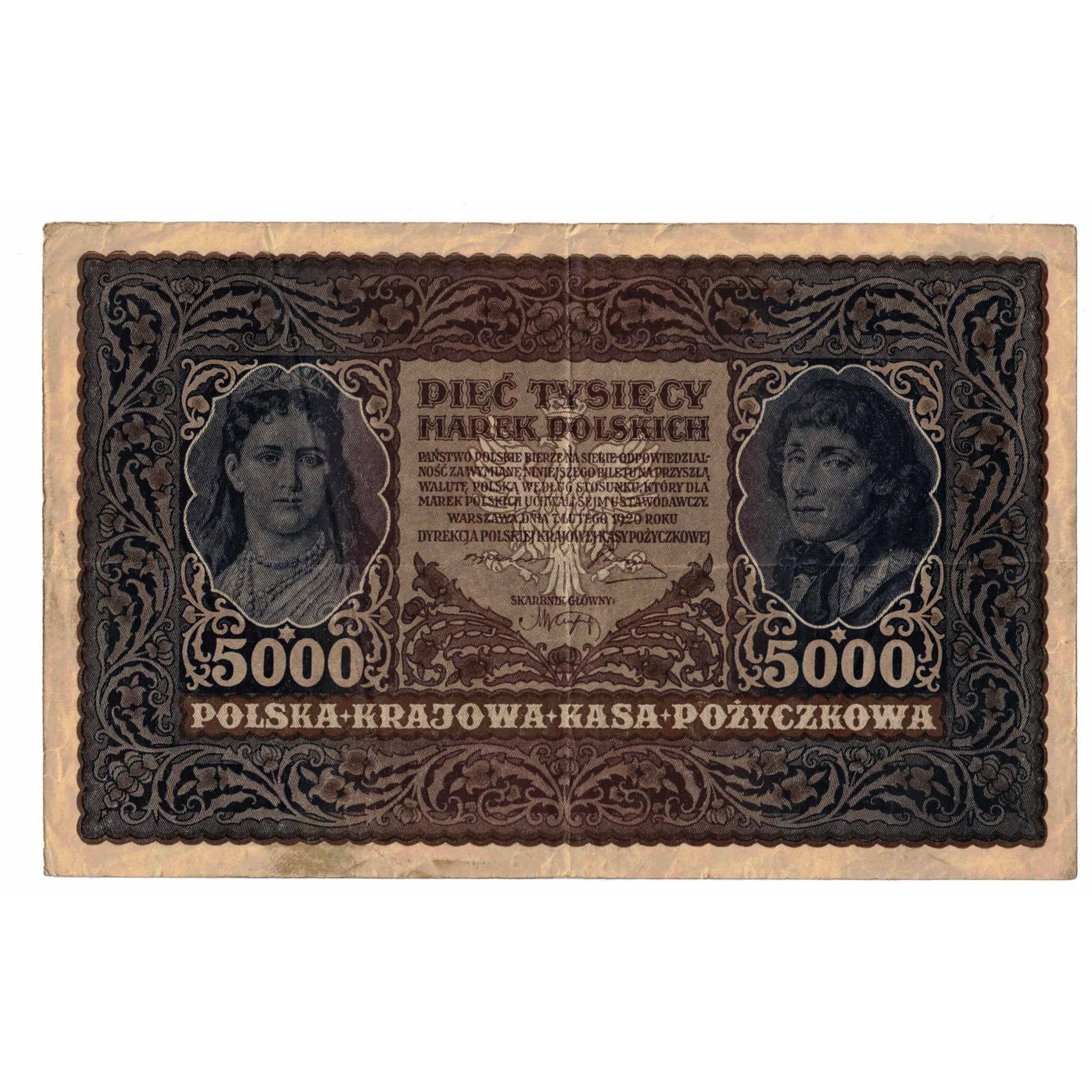 Banknote, Poland, 5000 Marek, 1920, 1920-02-07, KM:31, AU(50-53)