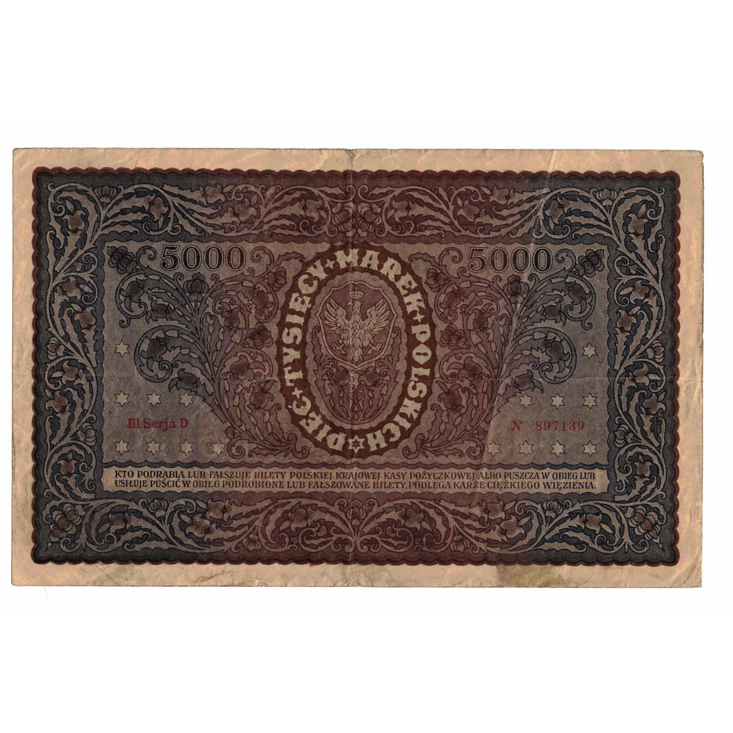 Banknote, Poland, 5000 Marek, 1920, 1920-02-07, KM:31, AU(50-53)