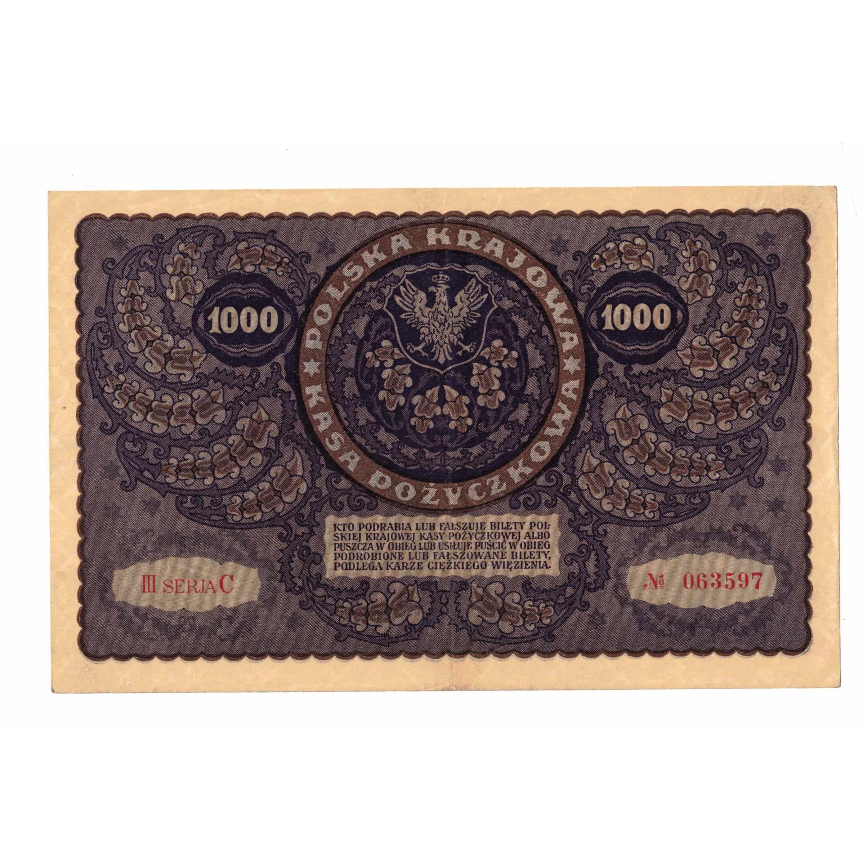 Banknote, Poland, 1000 Marek, 1919, 1919-08-23, KM:29, AU(55-58)