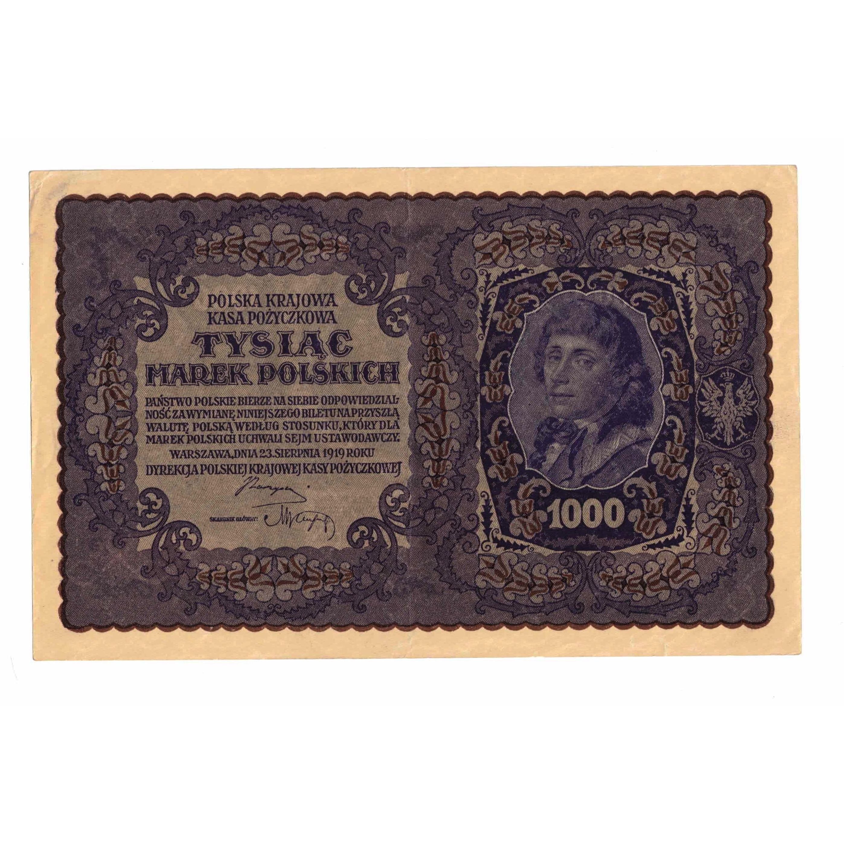 Banknote, Poland, 1000 Marek, 1919, 1919-08-23, KM:29, AU(55-58)