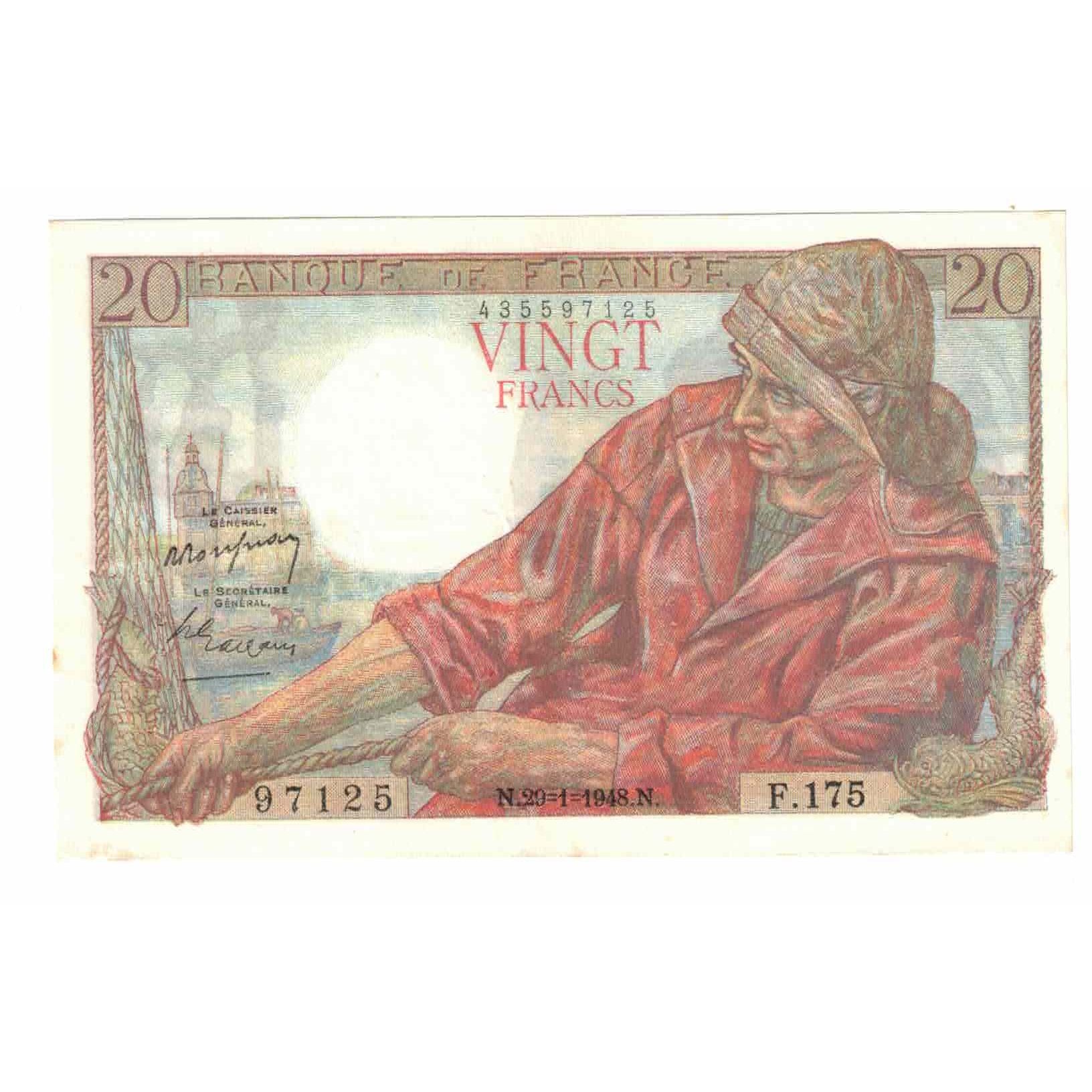 Francia, 20 Francs, Pêcheur, 1948, F.175, SPL-, Fayette:13.12, KM:100c