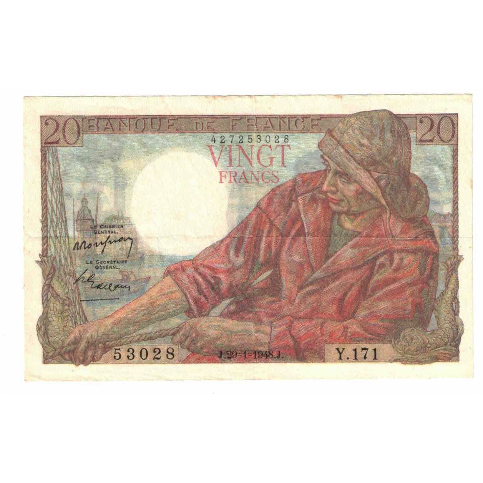 Frankreich, 20 Francs, Pêcheur, 1948, Y.171, SS, Fayette:13.12, KM:100c
