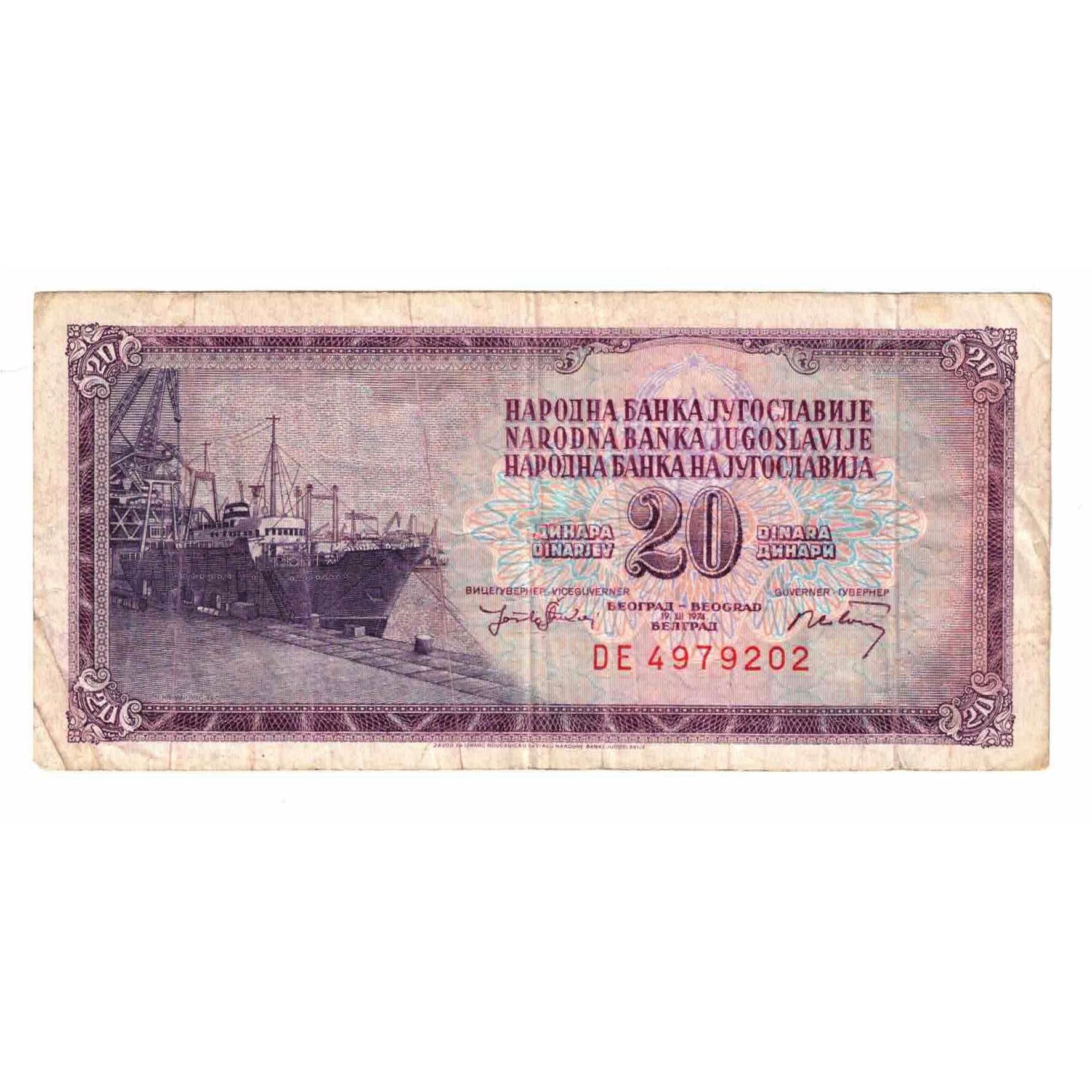 Billet, Yougoslavie, 20 Dinara, 1974, 1974-12-19, KM:85, TB