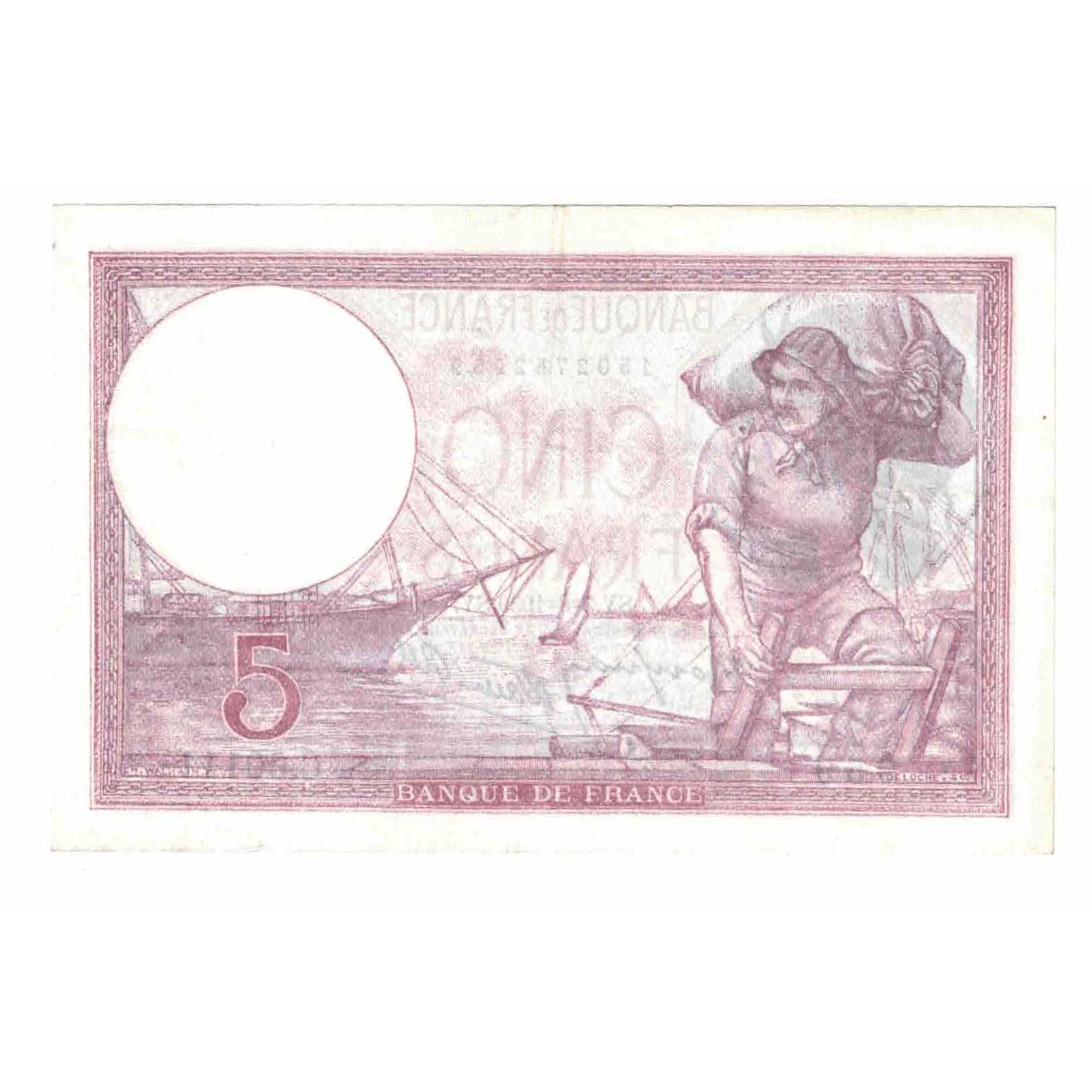 França, 5 Francs, Violet, 1939, C.60111, UNC(60-62), Fayette:4.4, KM:83