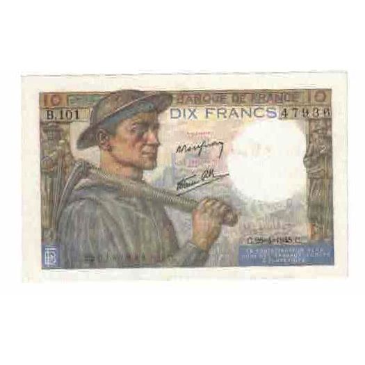 Francia, 10 Francs, Mineur, 1945, B.101, FDS, Fayette:8.14, KM:99e