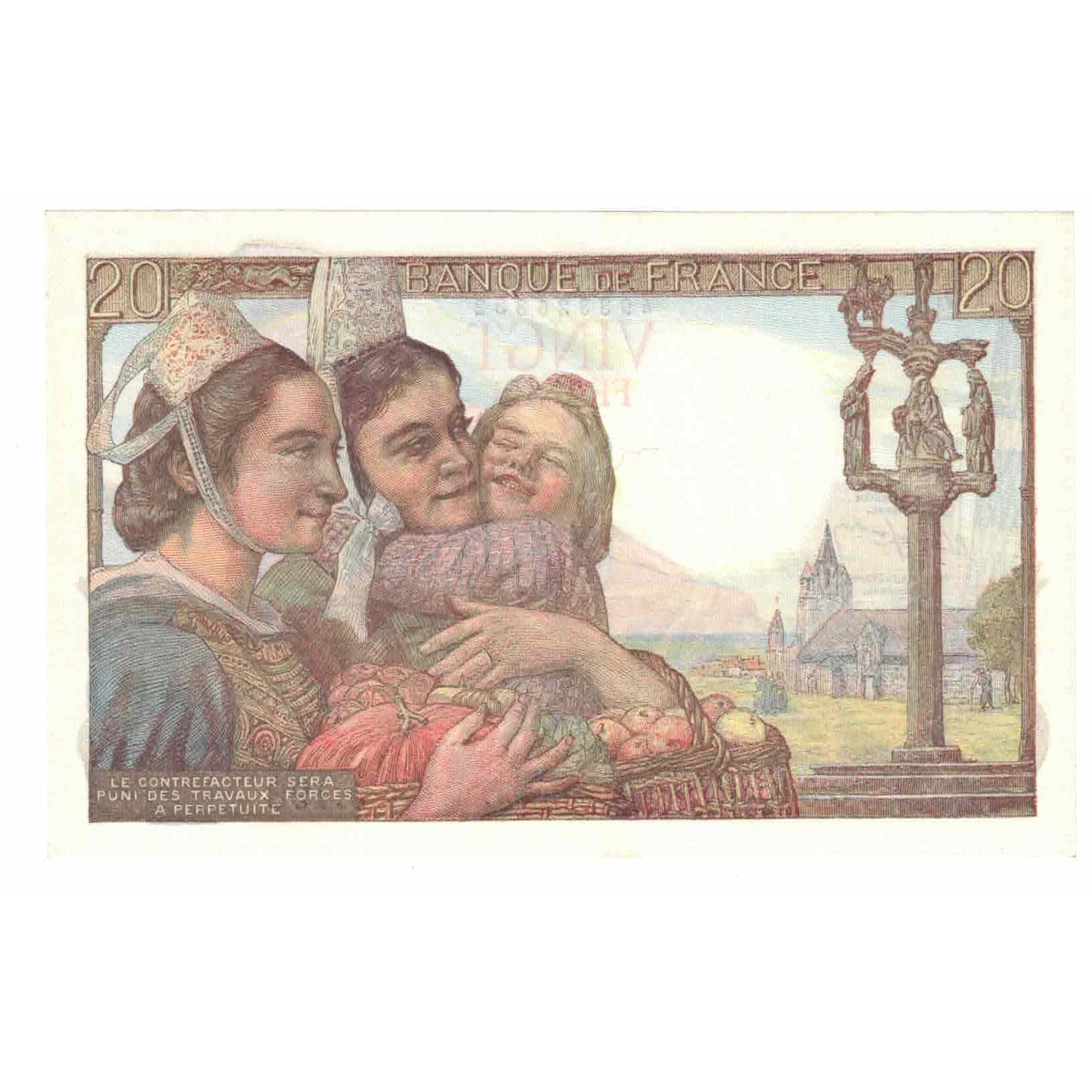 France, 20 Francs, Pêcheur, 1949, J.198, UNC(65-70), Fayette:13.14, KM:100c