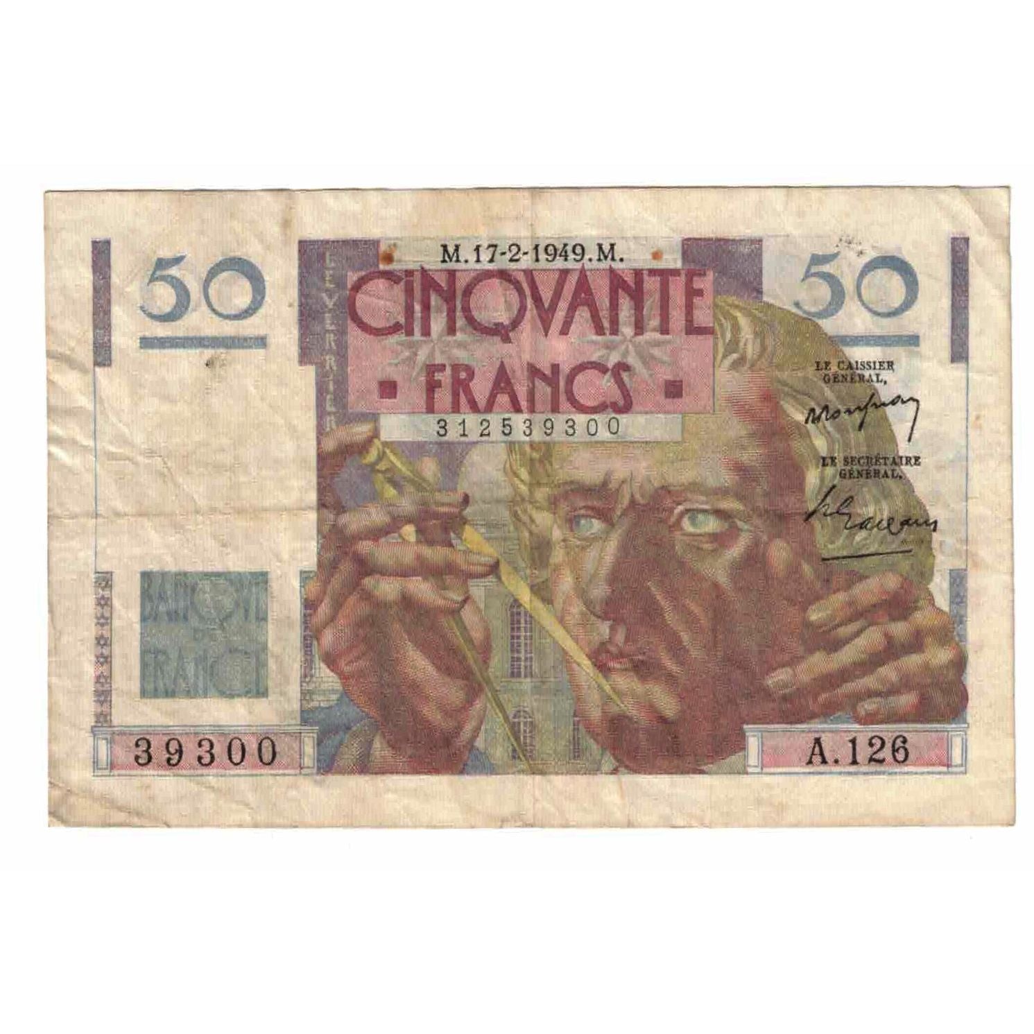 Francia, 50 Francs, Le Verrier, 1949, A.126, MBC, Fayette:20.11, KM:127b