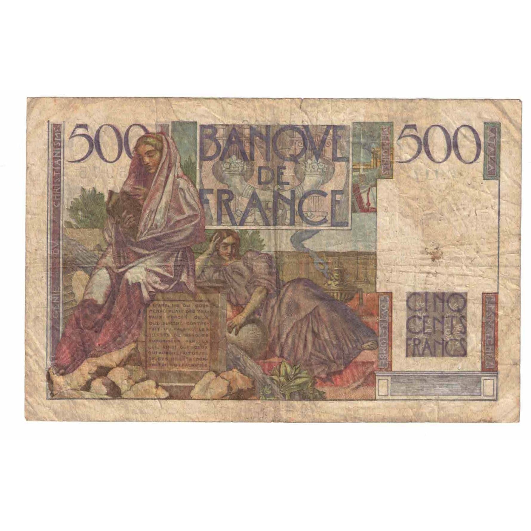 Francia, 500 Francs, Chateaubriand, 1952, C.117, BC+, Fayette:34.10, KM:129c
