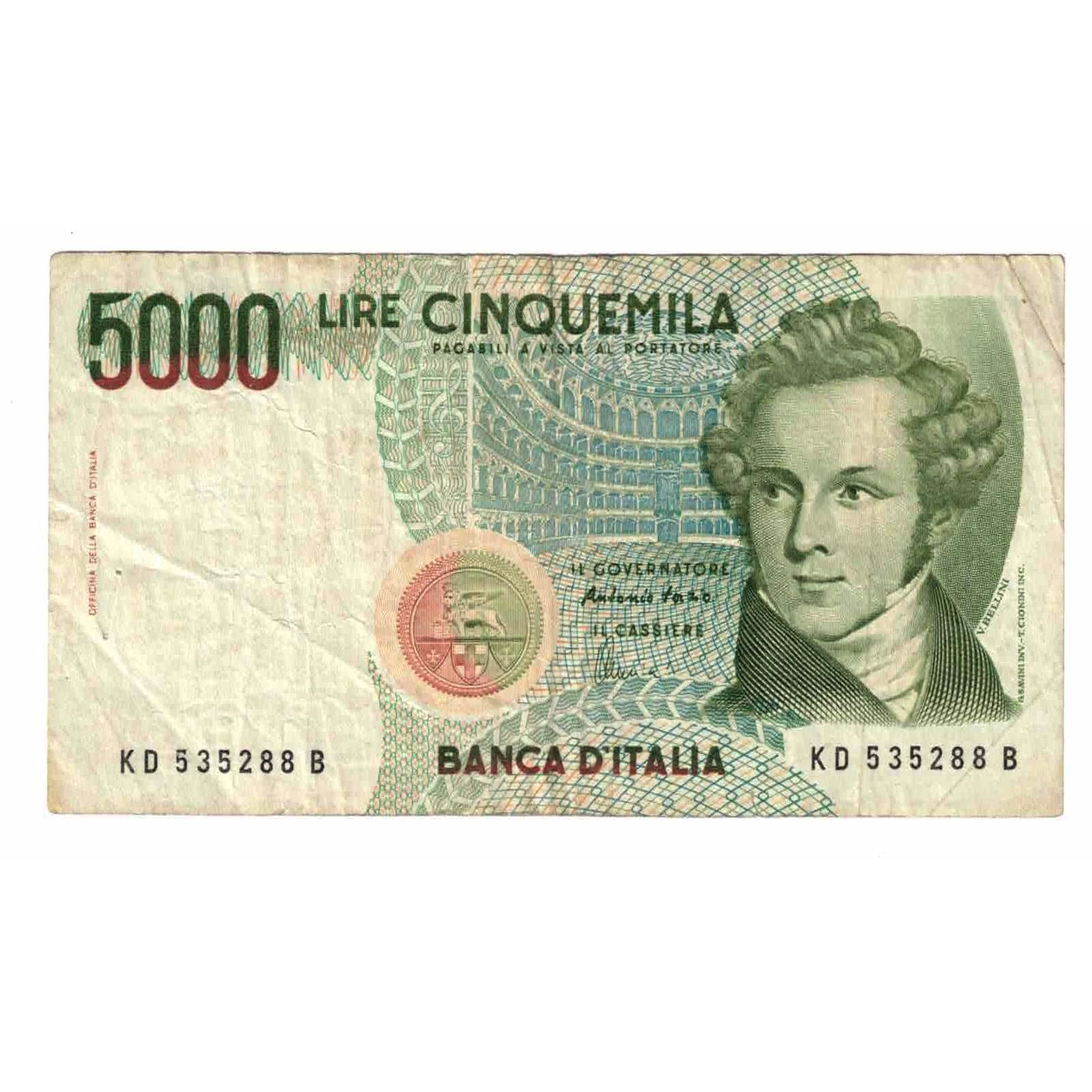 Banknote, Italy, 5000 Lire, D.1985, KM:111b, EF(40-45)