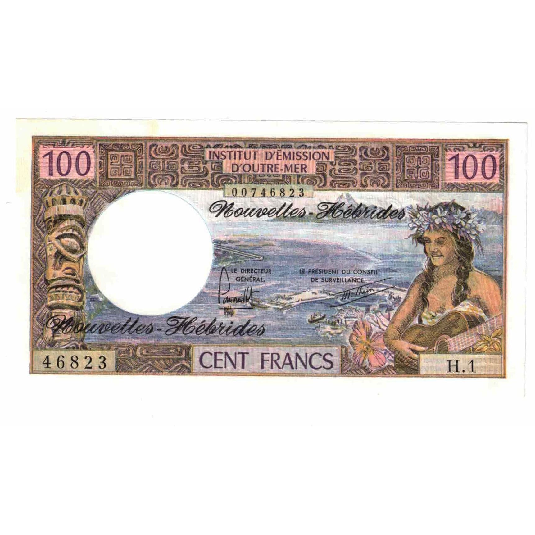 Biljet, Nieuwe Hebriden, 100 Francs, KM:18b, SPL+
