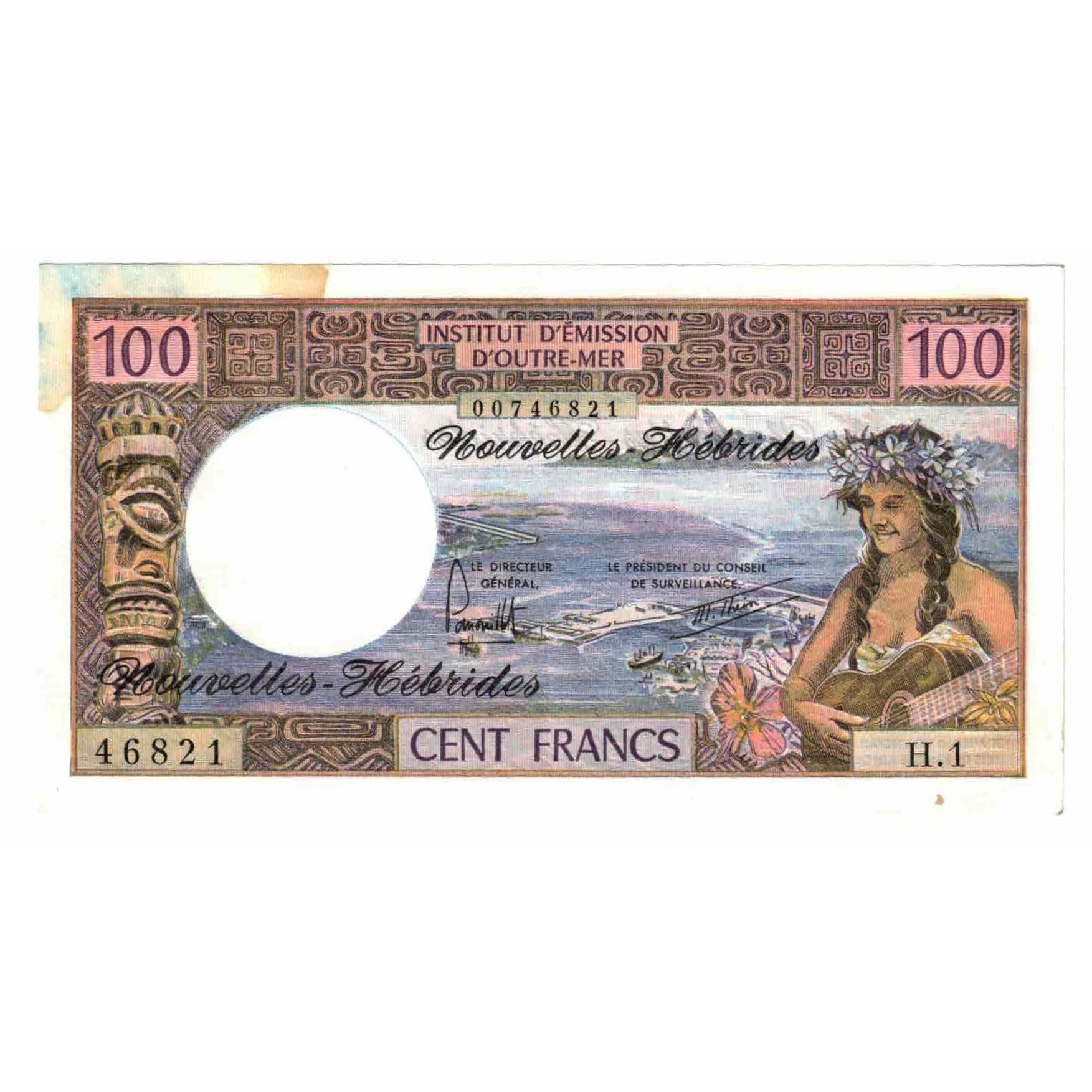 Biljet, Nieuwe Hebriden, 100 Francs, KM:18b, SPL