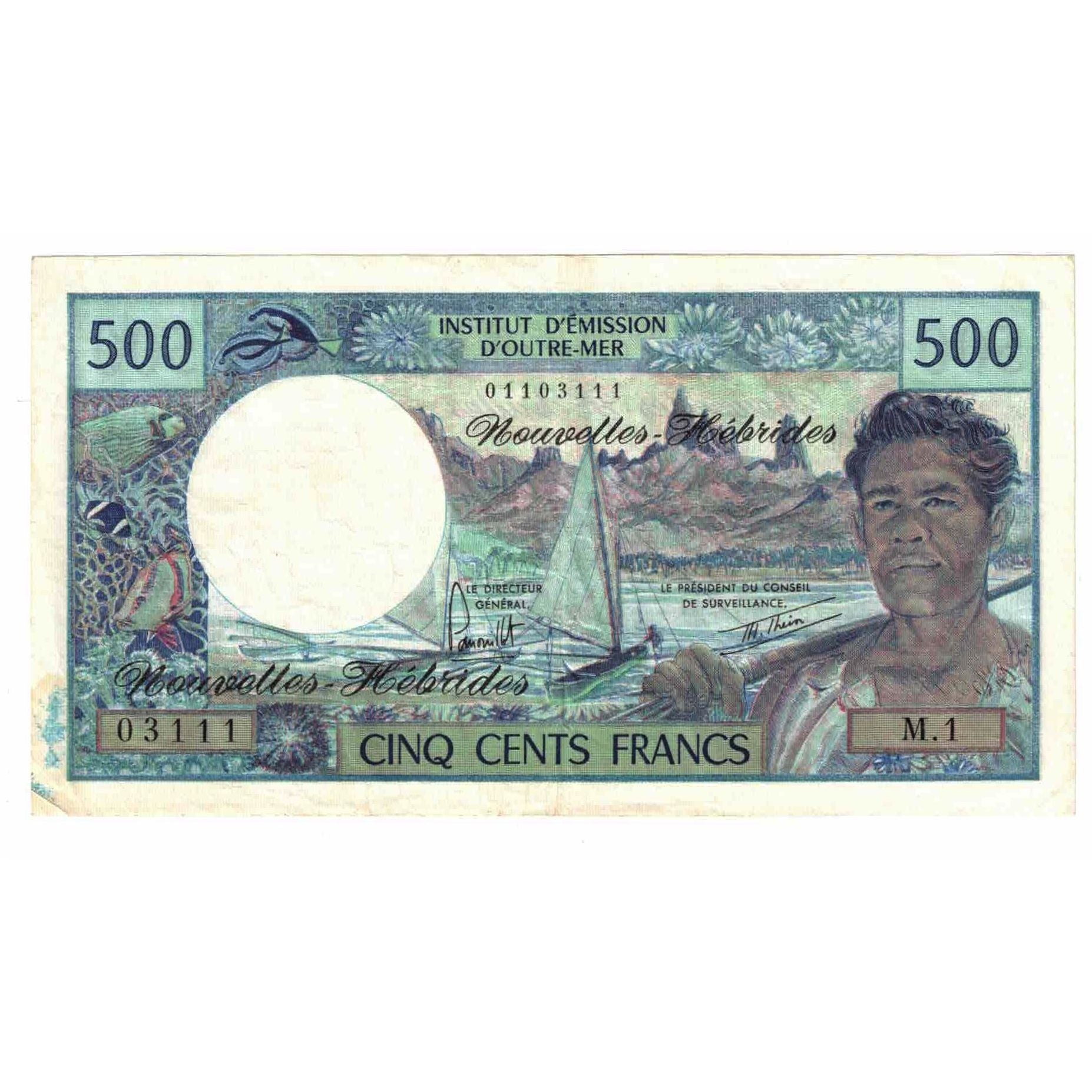 Billet, Condominium des Nouvelles-Hébrides, 500 Francs, Undated (1979), KM:19b