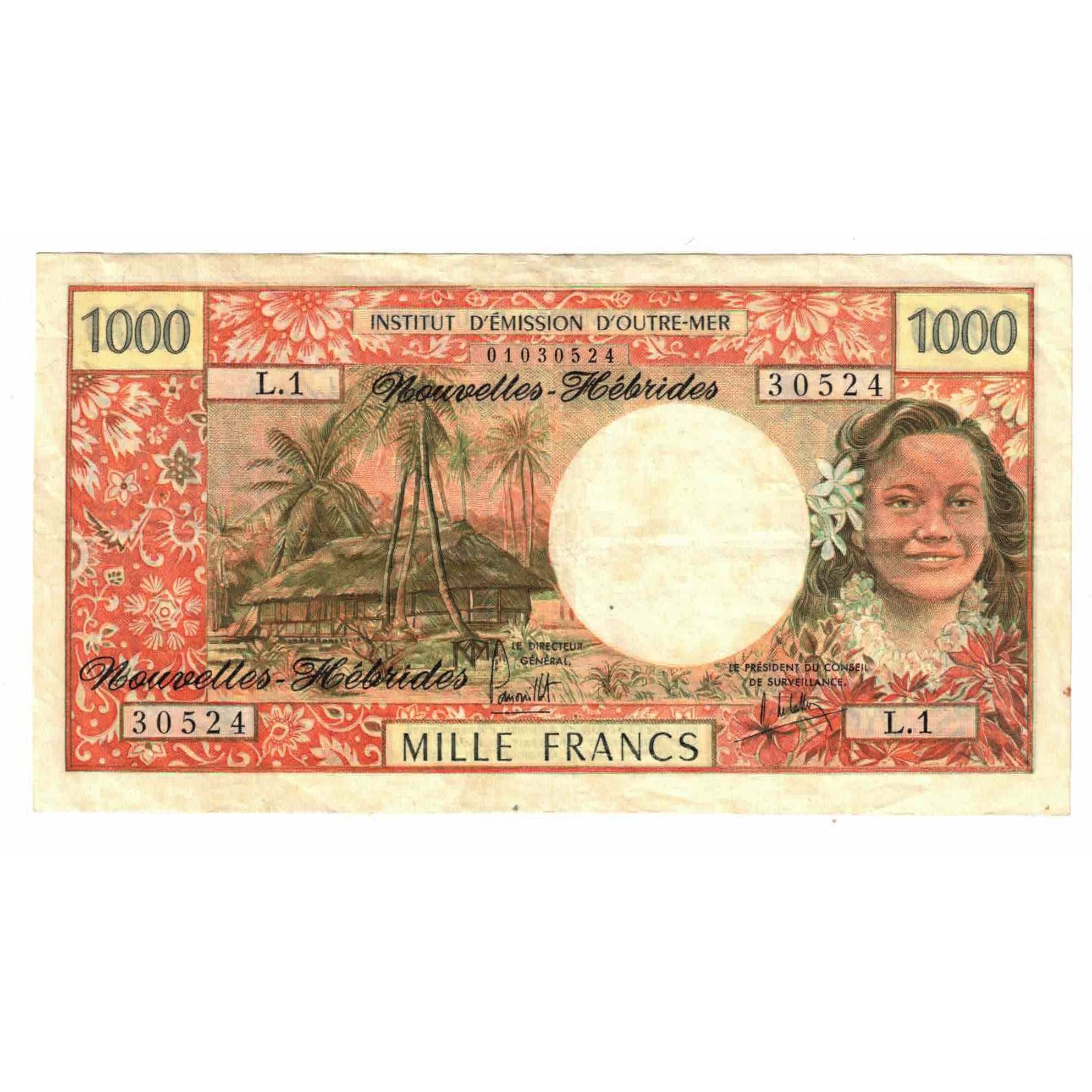 Biljet, Nieuwe Hebriden, 1000 Francs, Undated (1975), KM:20b, SUP
