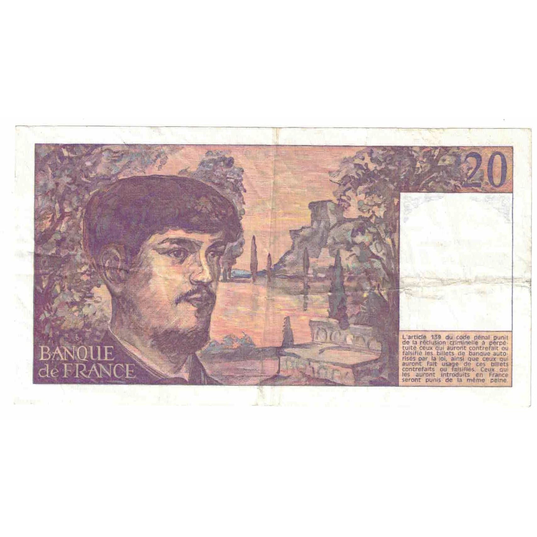 Francia, 20 Francs, Debussy, 1981, G.008, BB+, Fayette:66.2, KM:151a