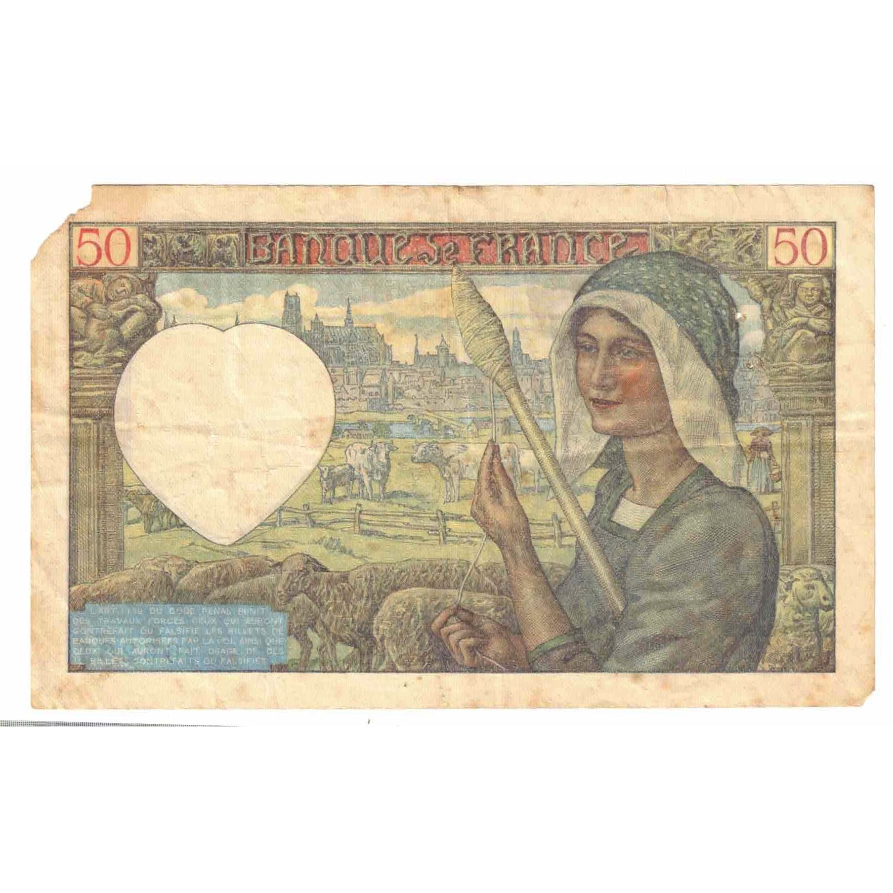 Francja, 50 Francs, Jacques Coeur, 1940, K.13, VF(20-25), Fayette:19.02, KM:93