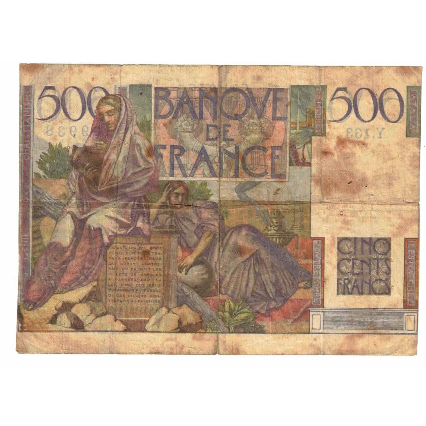Francja, 500 Francs, Chateaubriand, 1953, Y.133, VG(8-10), Fayette:34.11