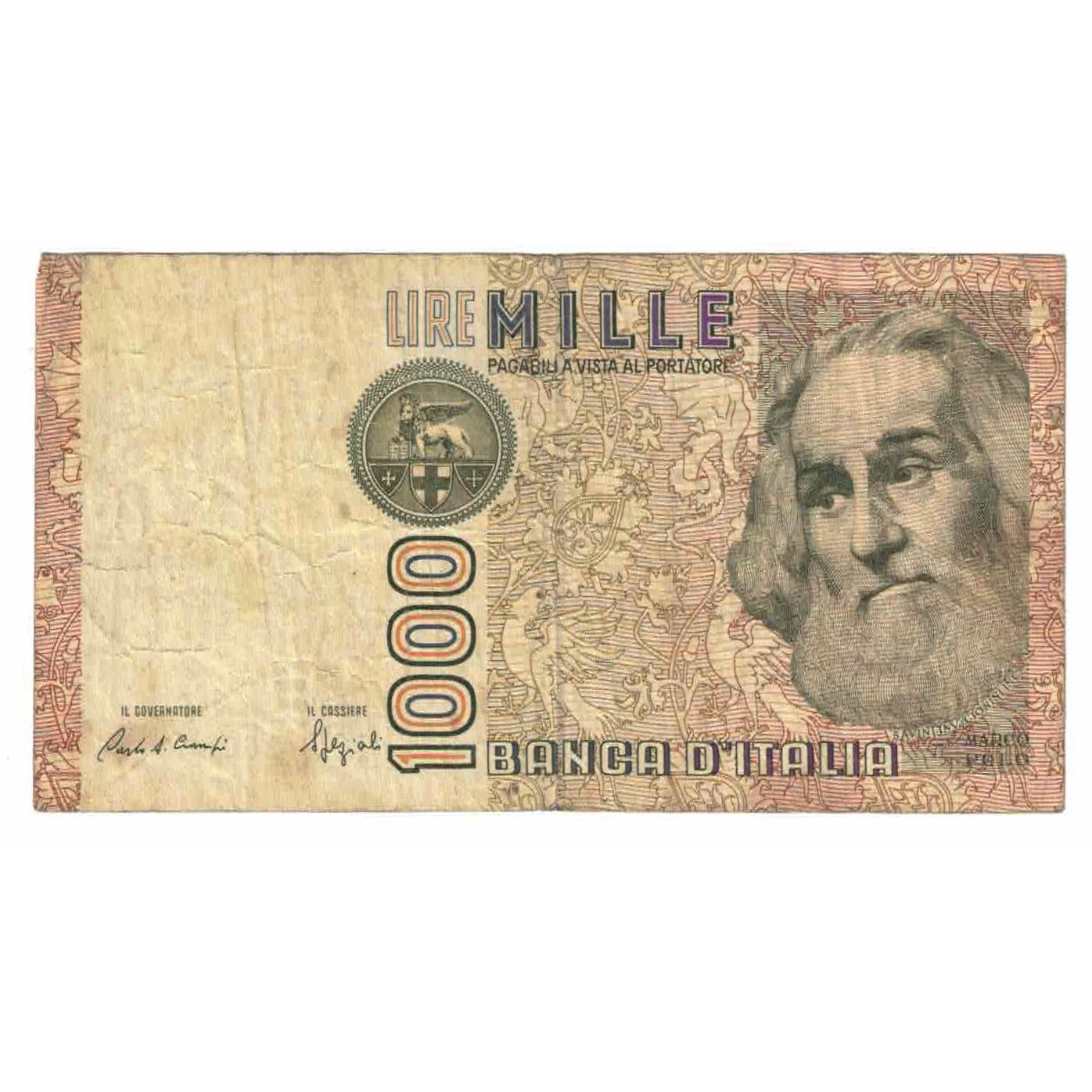 Biljet, Italië, 1000 Lire, KM:109b, TB