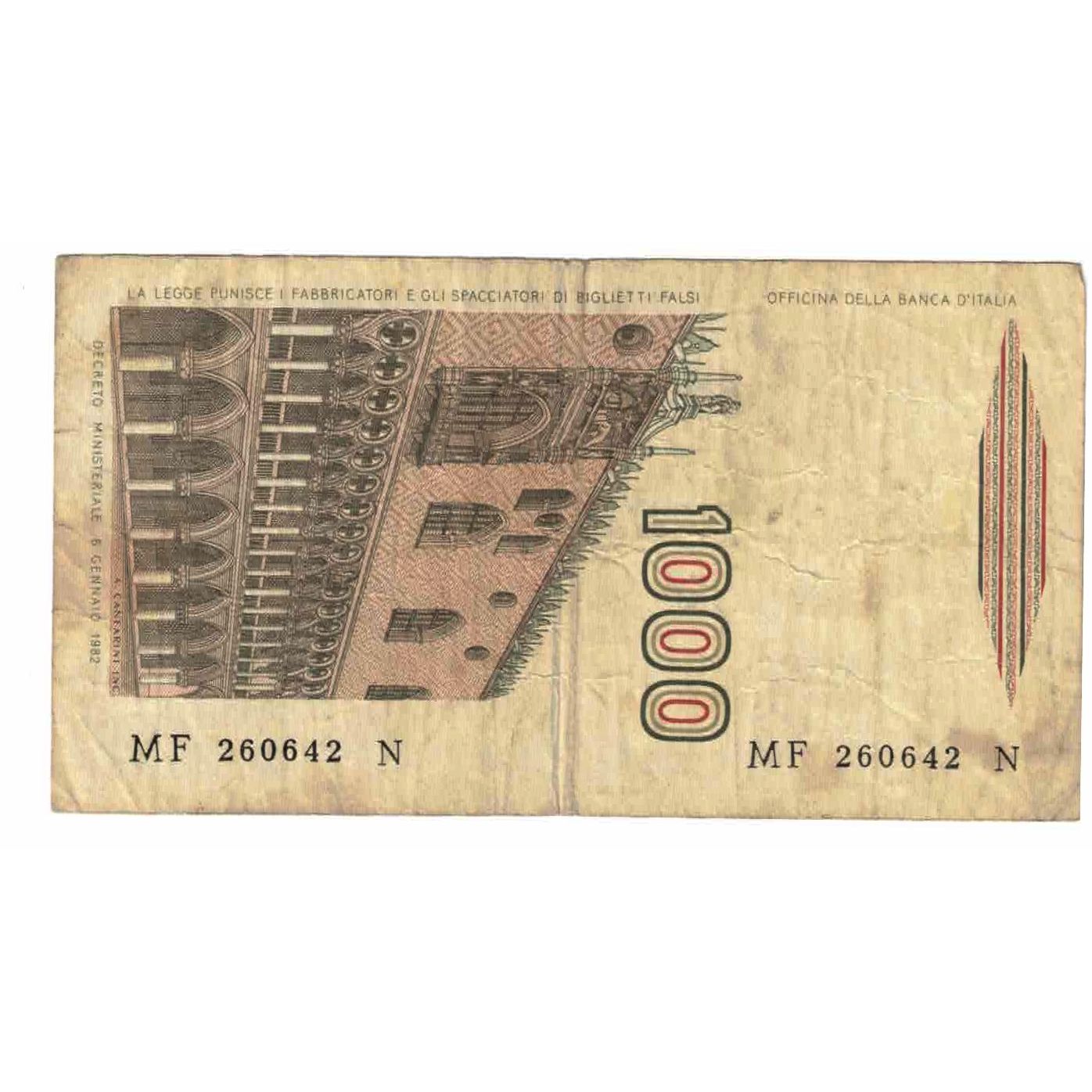 Biljet, Italië, 1000 Lire, KM:109b, TB