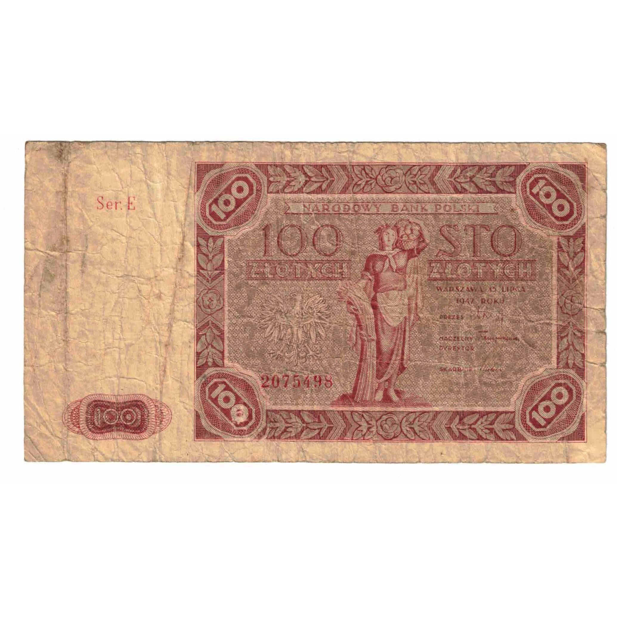 Geldschein, Polen, 100 Zlotych, 1947, 1947-07-15, KM:131a, SGE+