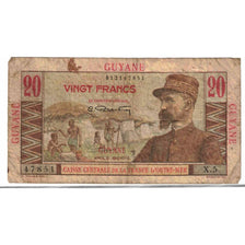 Billete, 20 Francs, GUAYANA FRANCESA, KM:21a, BC