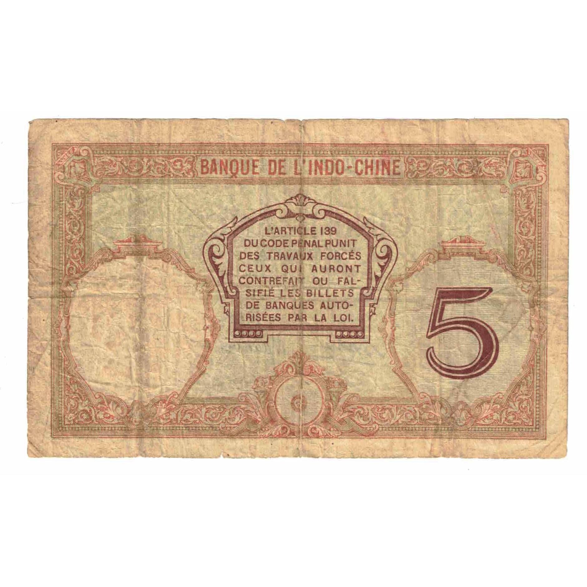 Banknote, New Caledonia, 5 Francs, KM:36b, VF(20-25)