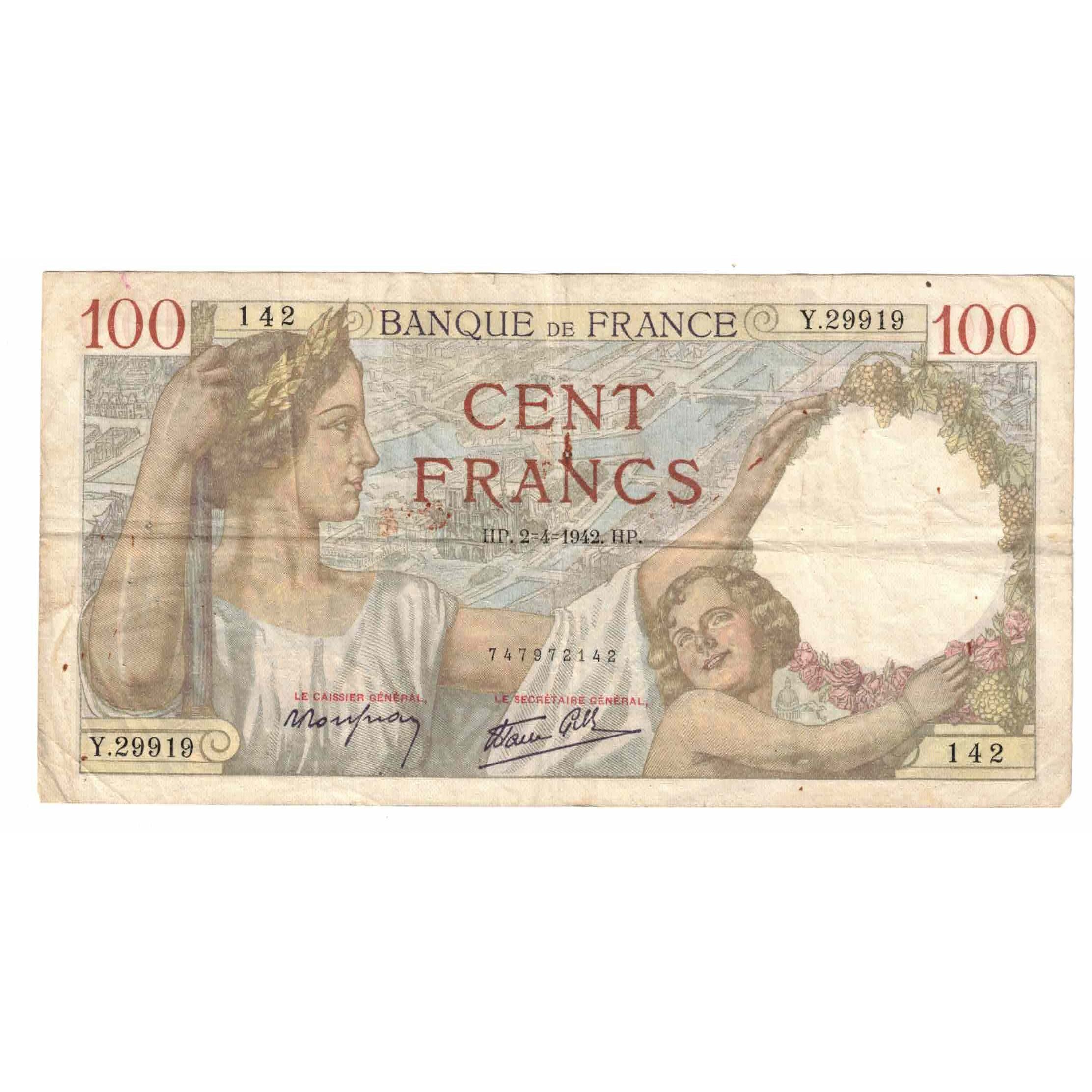 Frankreich, 100 Francs, Sully, 1942, Y.29919, S, Fayette:26.69, KM:94