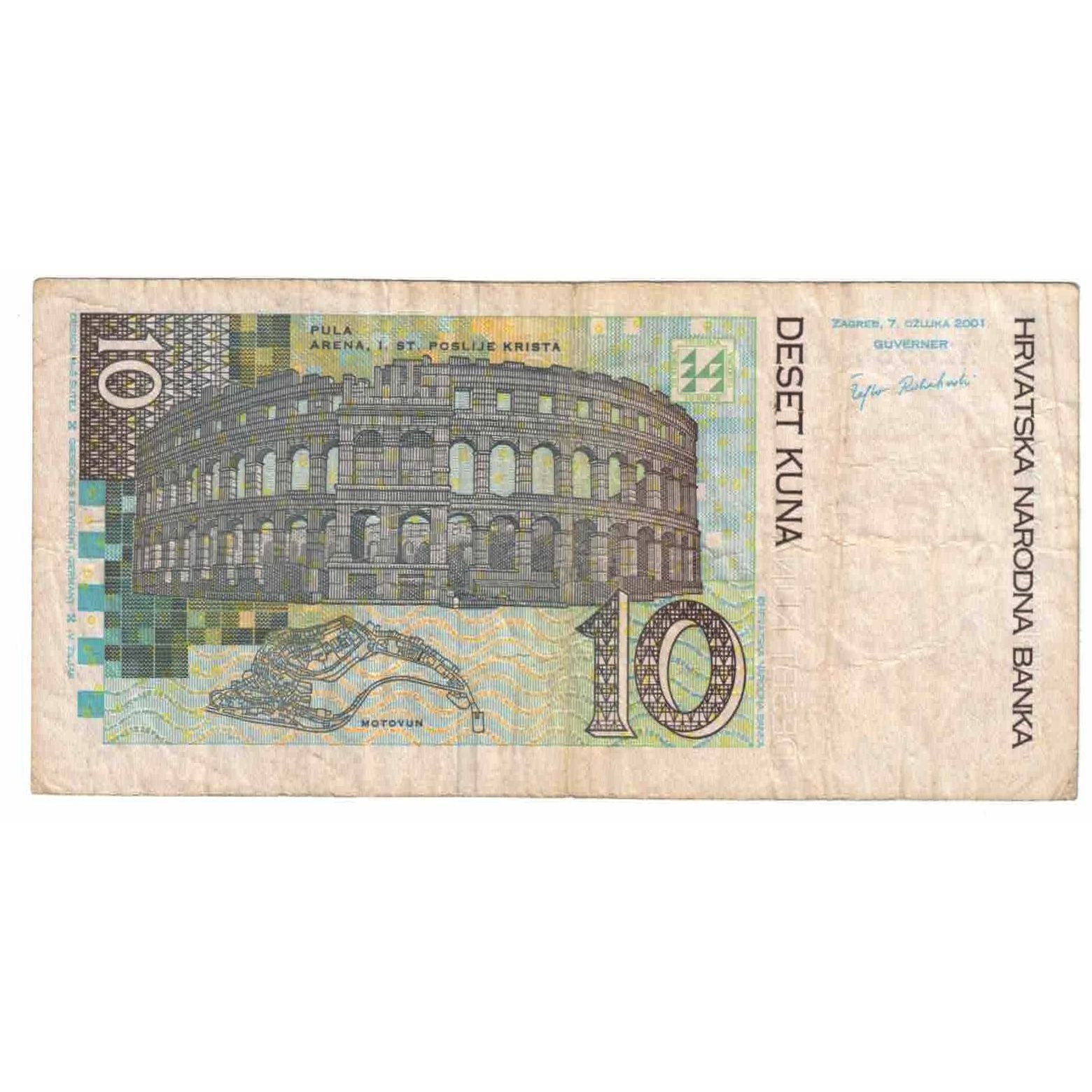 Banknote, Croatia, 10 Kuna, 2001-03-07, KM:38, AU(55-58)