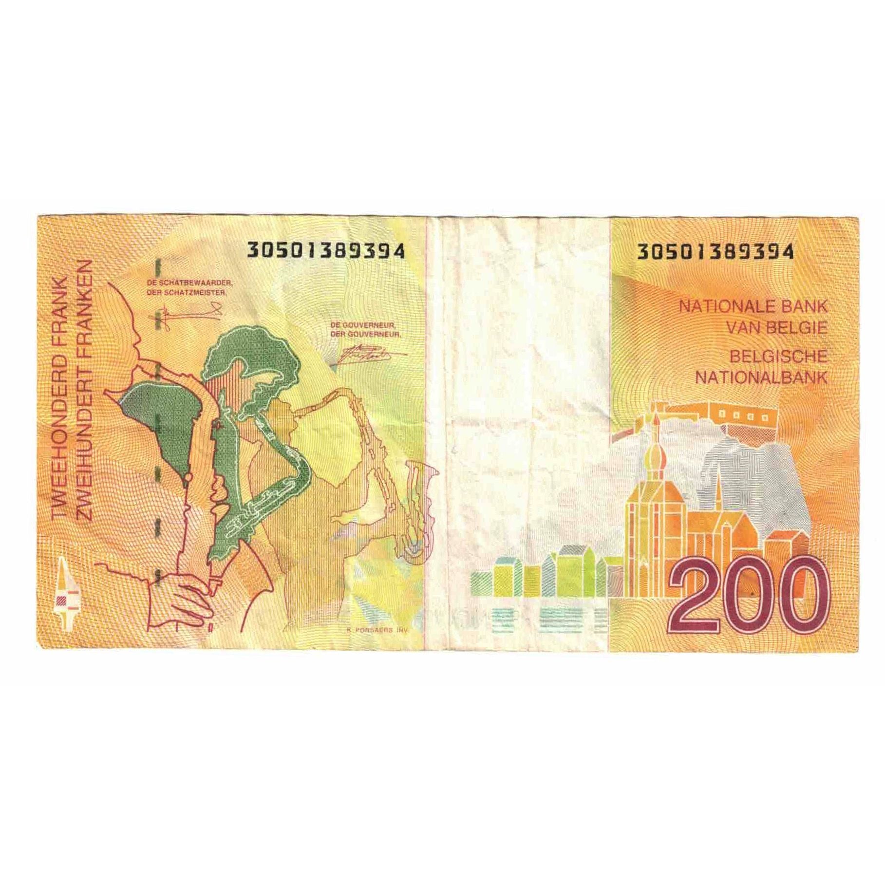 Banknote, Belgium, 200 Francs, Undated (1995), Undated (1995), KM:148, VF(20-25)