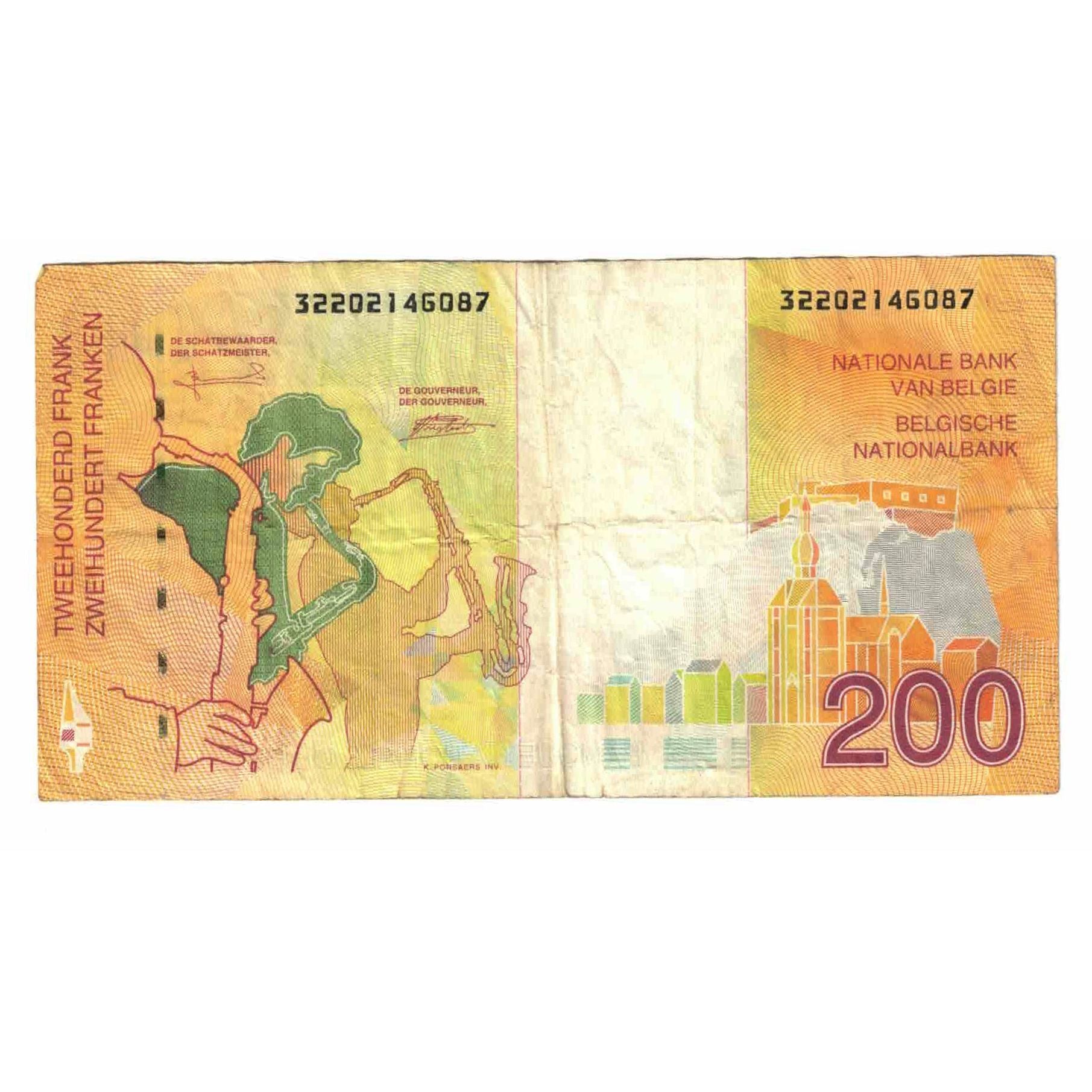 Banknote, Belgium, 200 Francs, Undated (1995), Undated (1995), KM:148, VF(20-25)
