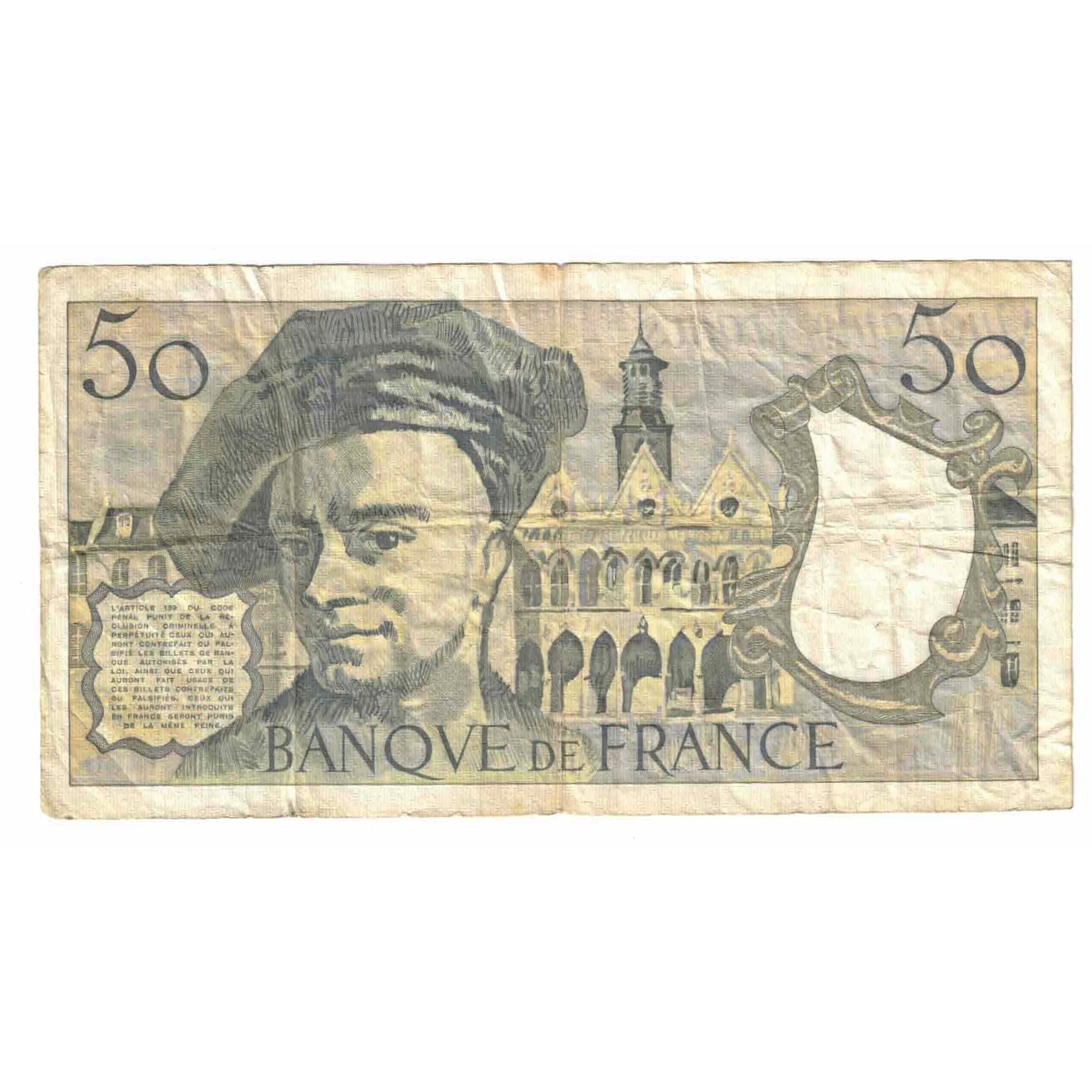 Francja, 50 Francs, Quentin de La Tour, 1990, G.60, VF(20-25), Fayette:67.16