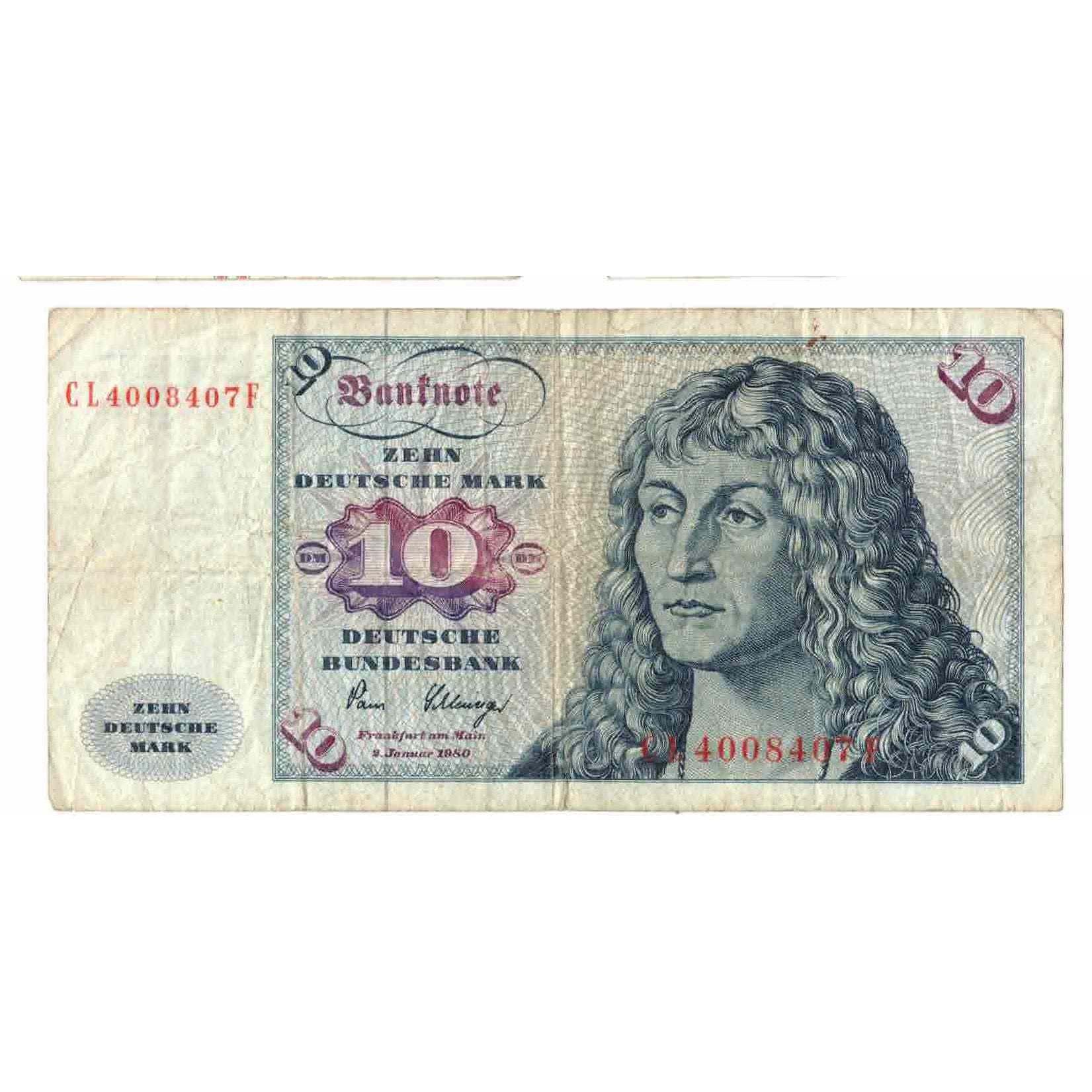 Banconote, GERMANIA - REPUBBLICA FEDERALE, 10 Deutsche Mark, 1980, 1980-01-02