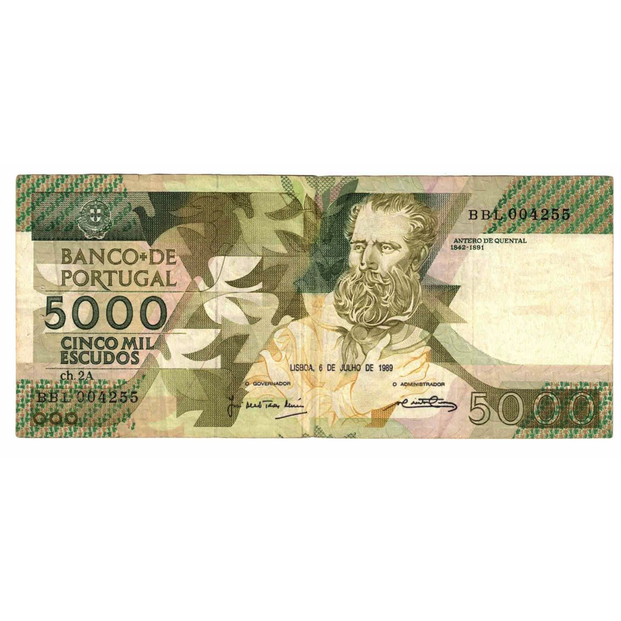 Banknote, Portugal, 5000 Escudos, 1989, 1989-07-06, KM:184b, EF(40-45)