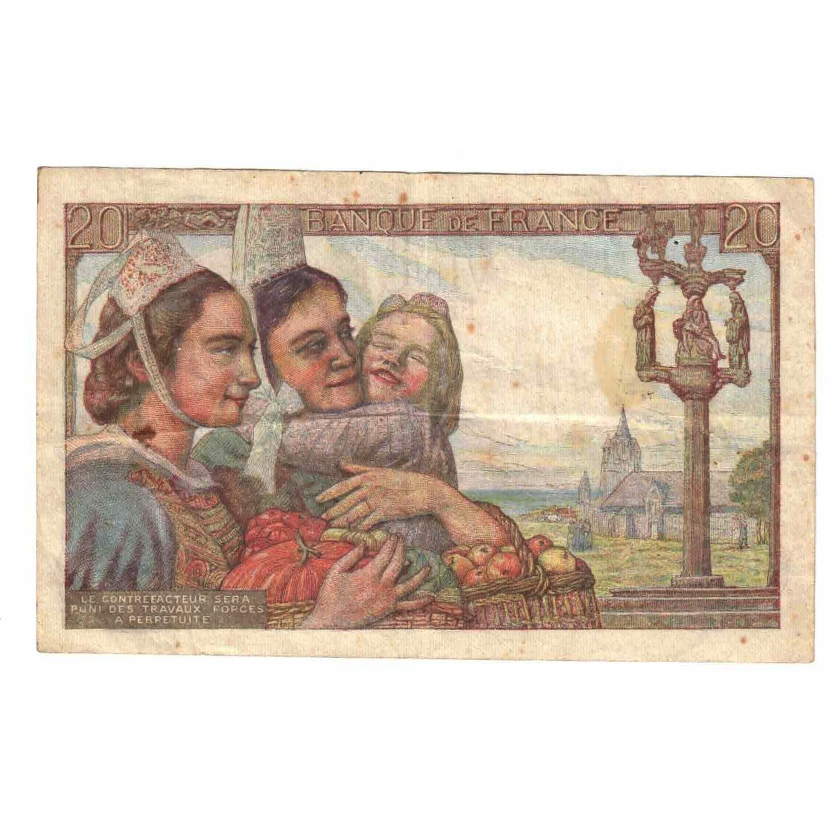 França, 20 Francs, Pêcheur, 1947, S.159, EF(40-45), Fayette:13.11, KM:100b