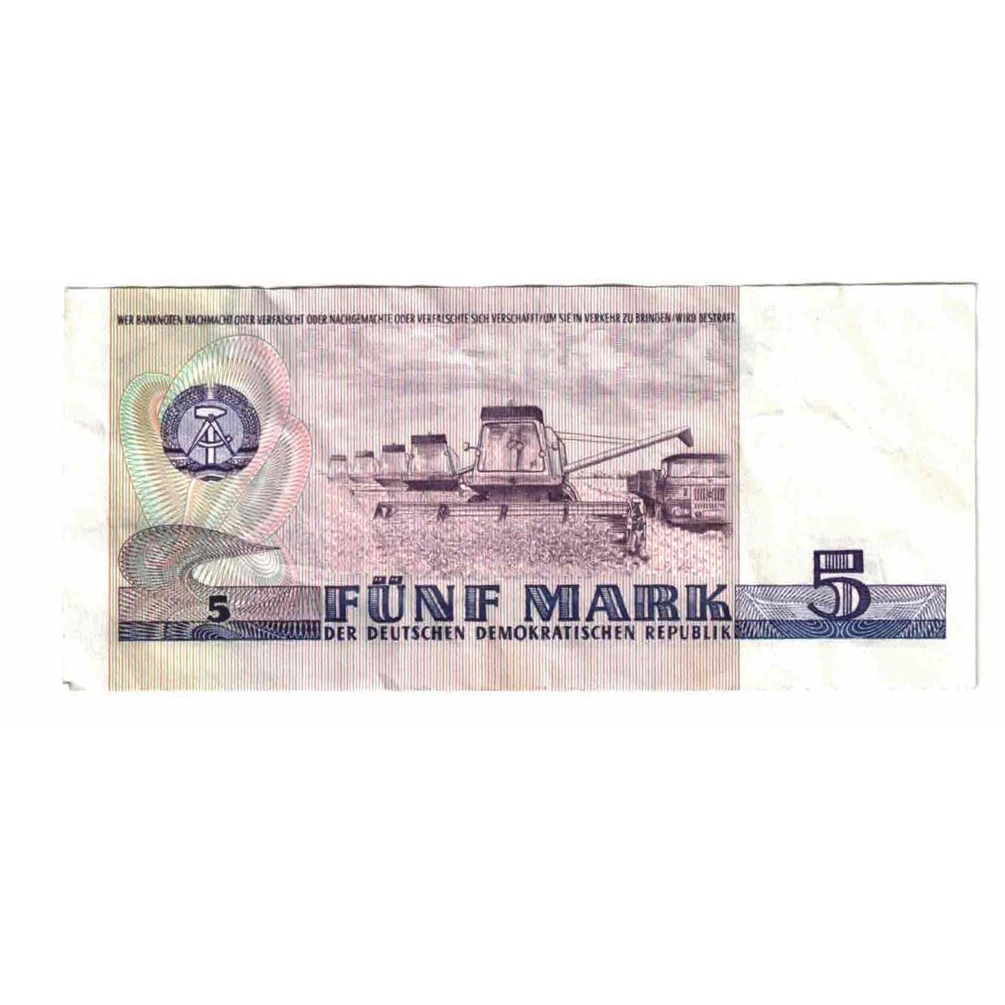 Banknote, Germany - Democratic Republic, 5 Mark, 1975, KM:27A, VF(20-25)