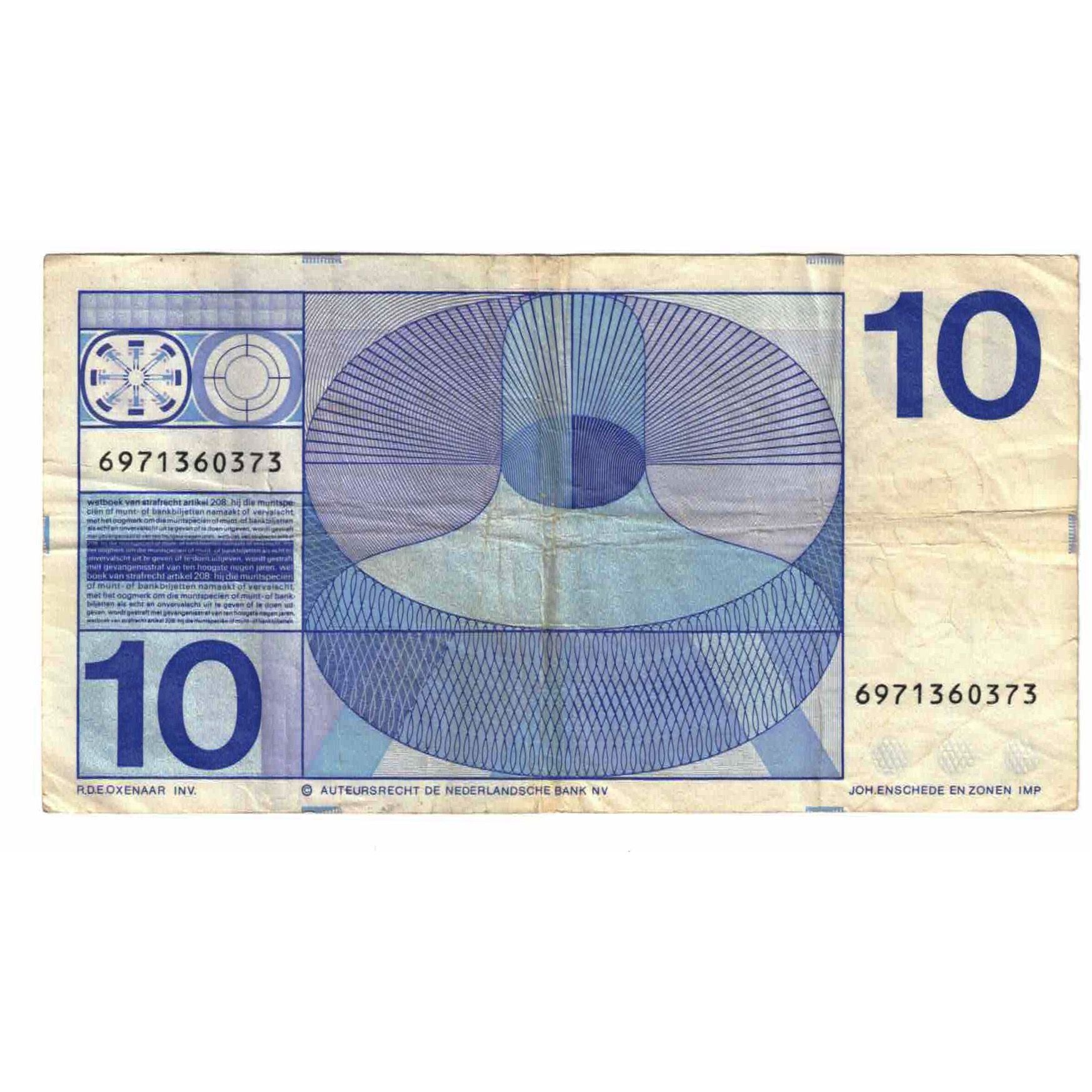 Banknote, Netherlands, 10 Gulden, 1968, 1968-04-25, KM:91b, VF(20-25)